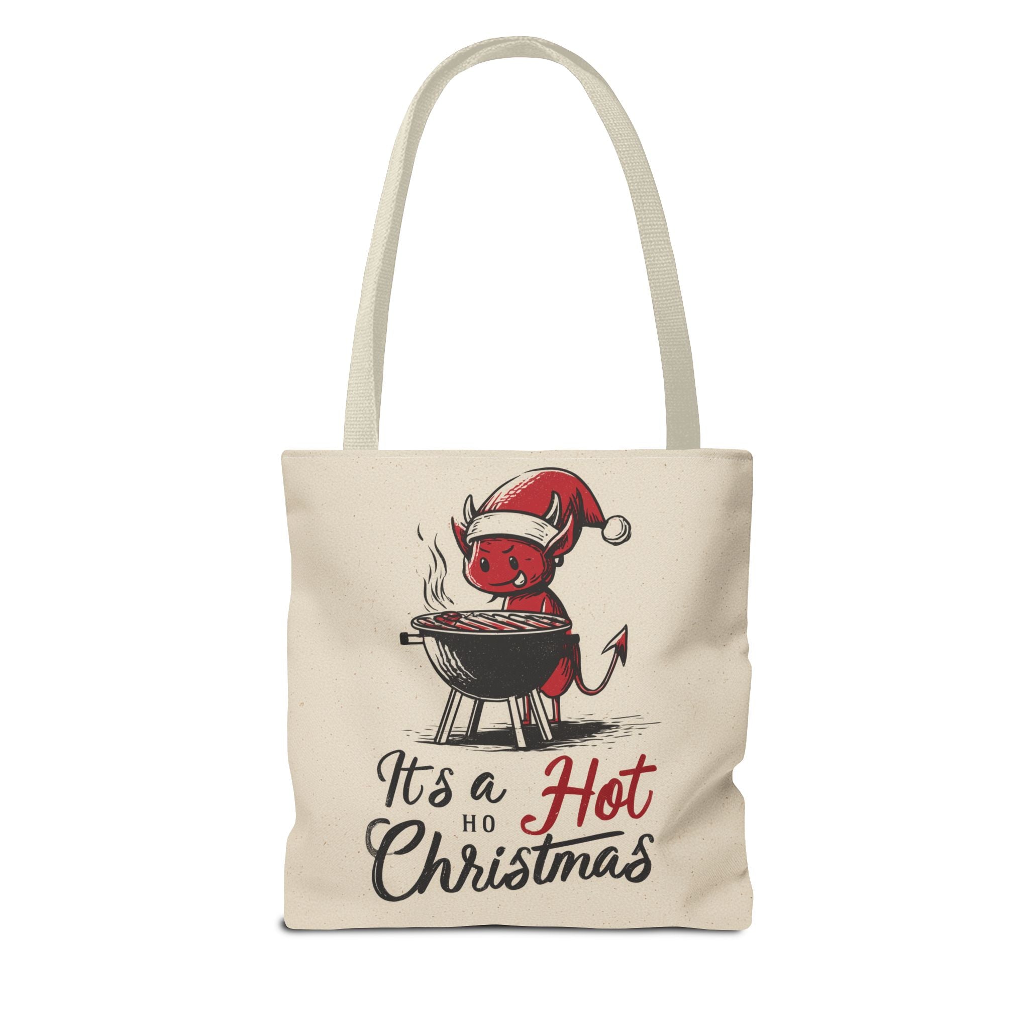 Hot Christmas Tote Bag, Festive Gift Bag, Holiday Shopping Tote, BBQ Lover's Tote, Fun Winter Accessory