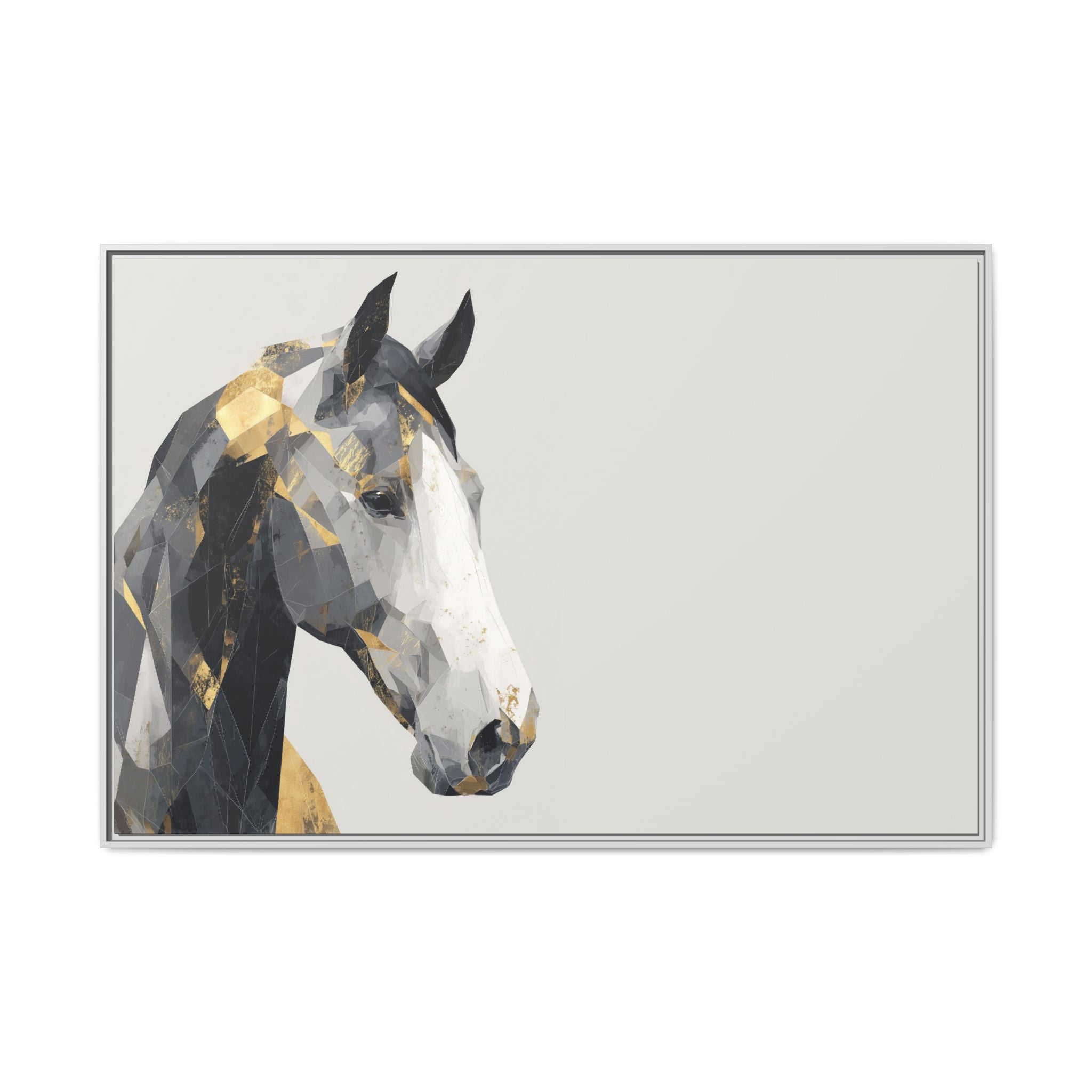 Geometric Stallion: Cubist Equine Art, Modern Metallic Polygonal Design   |  Personalized & Custom Orders Available