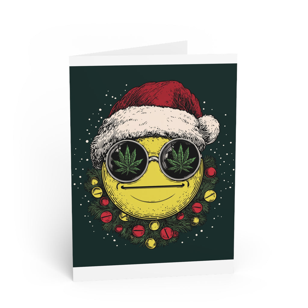 Festive Cannabis Greeting Cards, Holiday Cards, Unique Christmas Greetings, Smiley Gift Cards, Funny Seasonal Cards