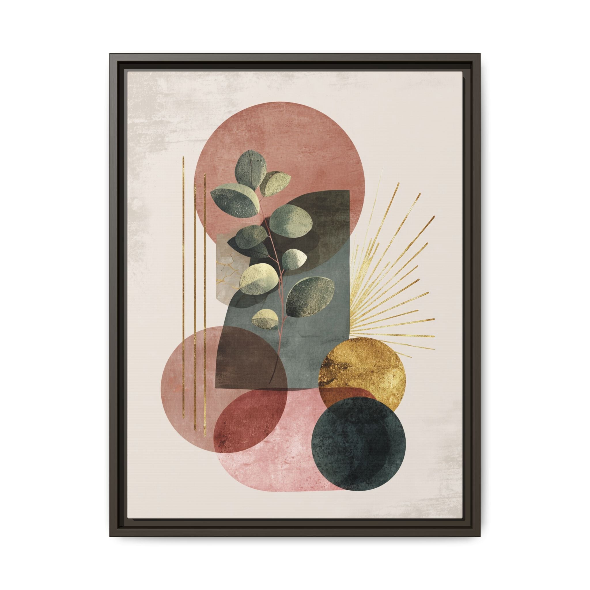 Botanical Geometric Symphony: Eucalyptus Harmony, Metallic Intersections, Modern Earth Tones   |   Custom Orders Accepted