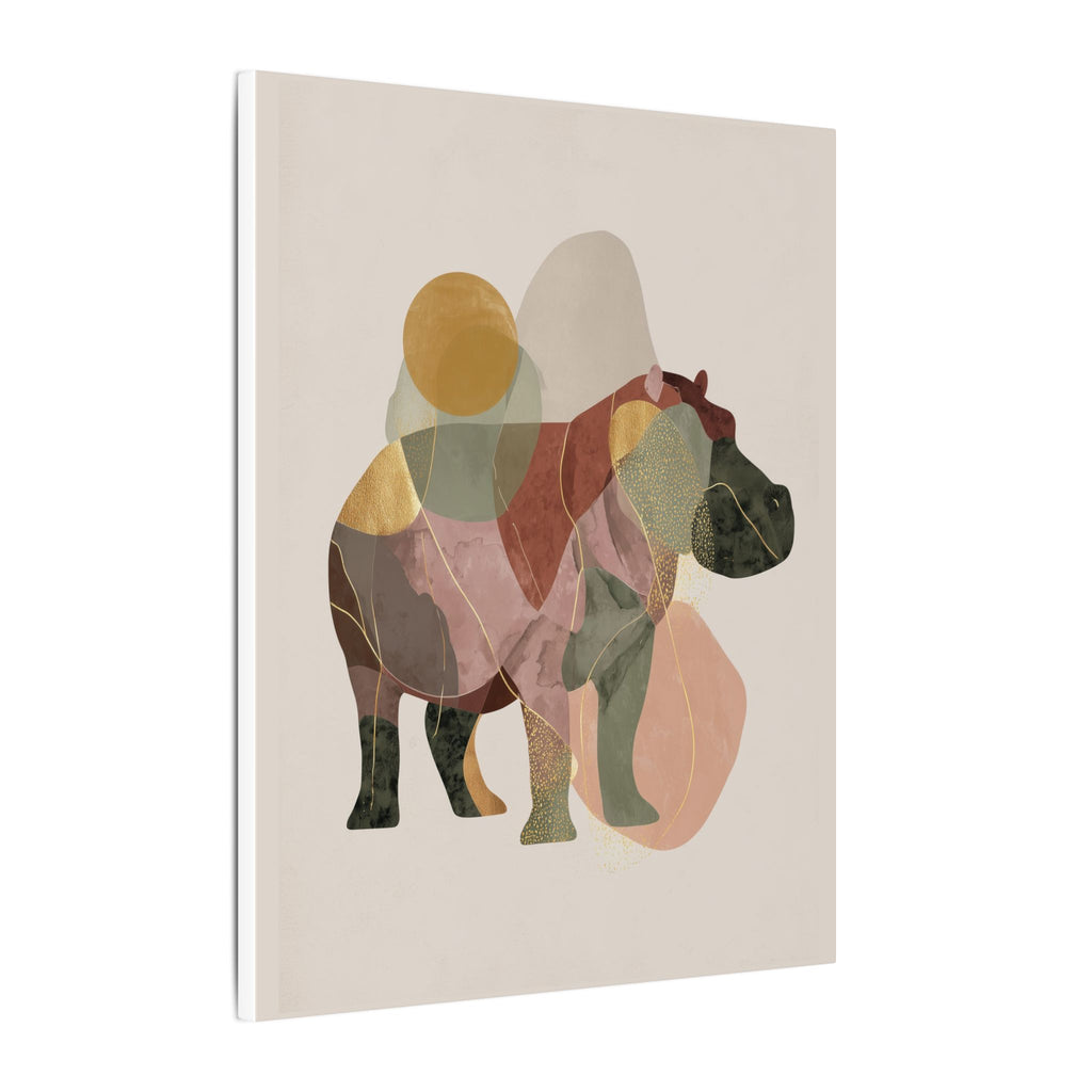 Fragmented Hippo: Geometric Abstraction, Earthy Mosaic Composition   |    Custom Orders Available