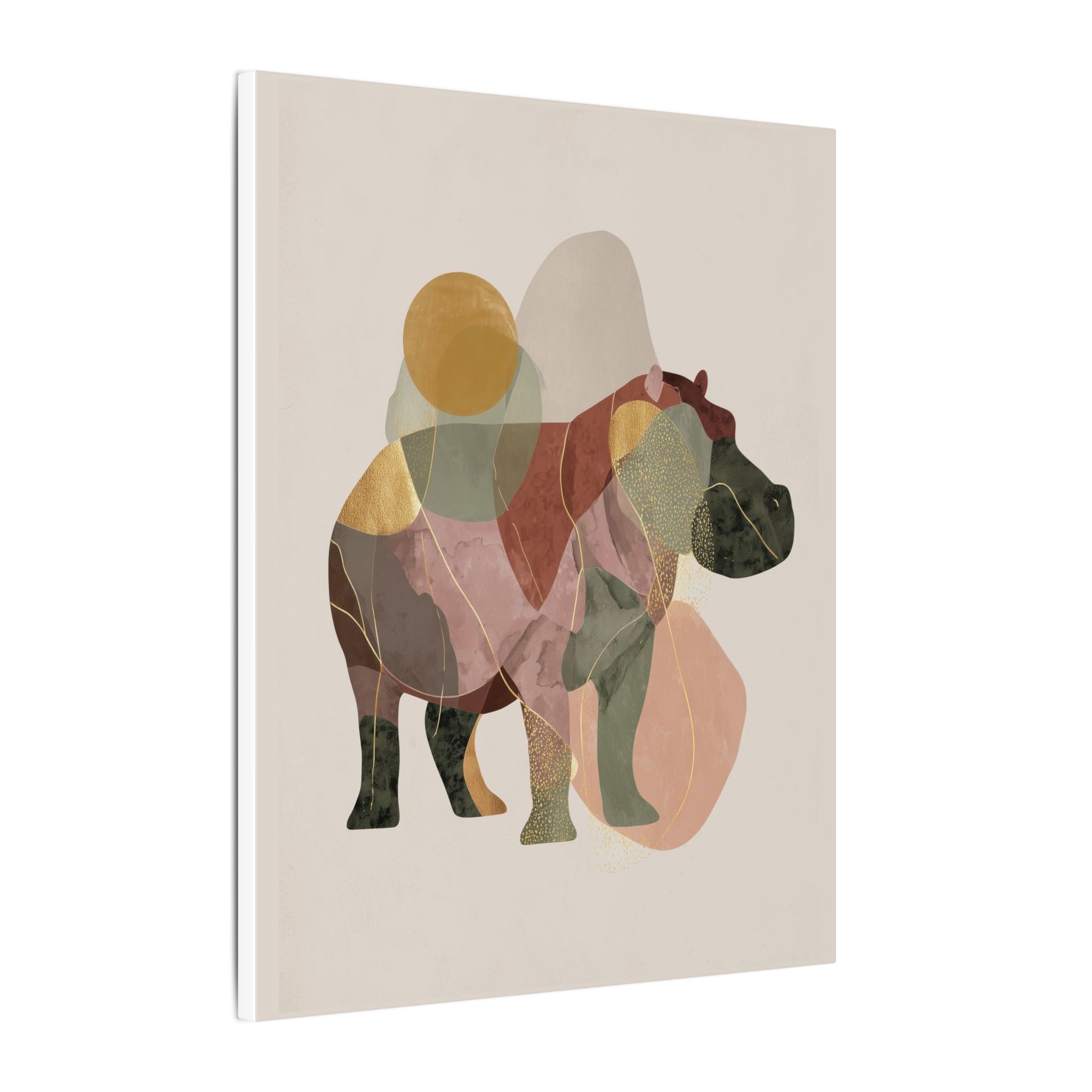 Fragmented Hippo: Geometric Abstraction, Earthy Mosaic Composition   |    Custom Orders Available