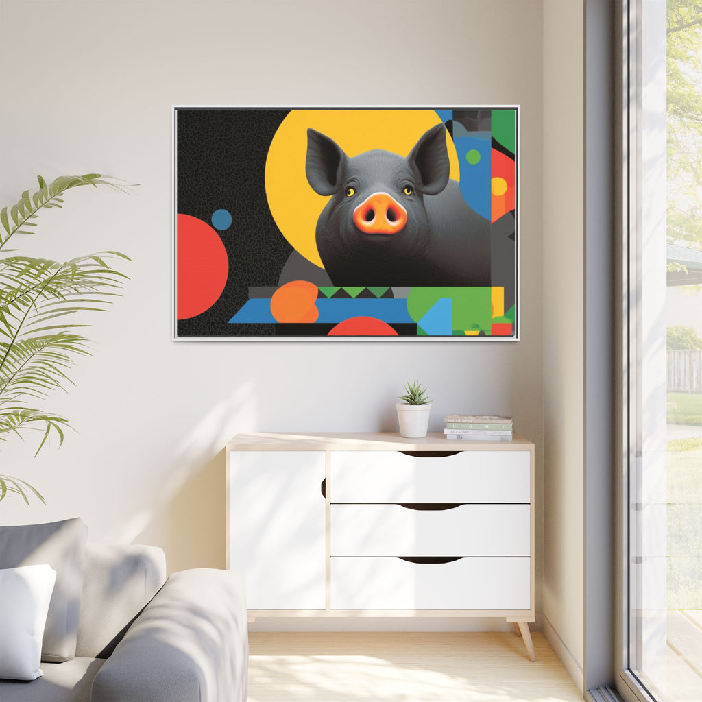 Geometric Pig Poster: Abstract Graphic Design, Colorful Modernist Composition   |    Custom Orders Available