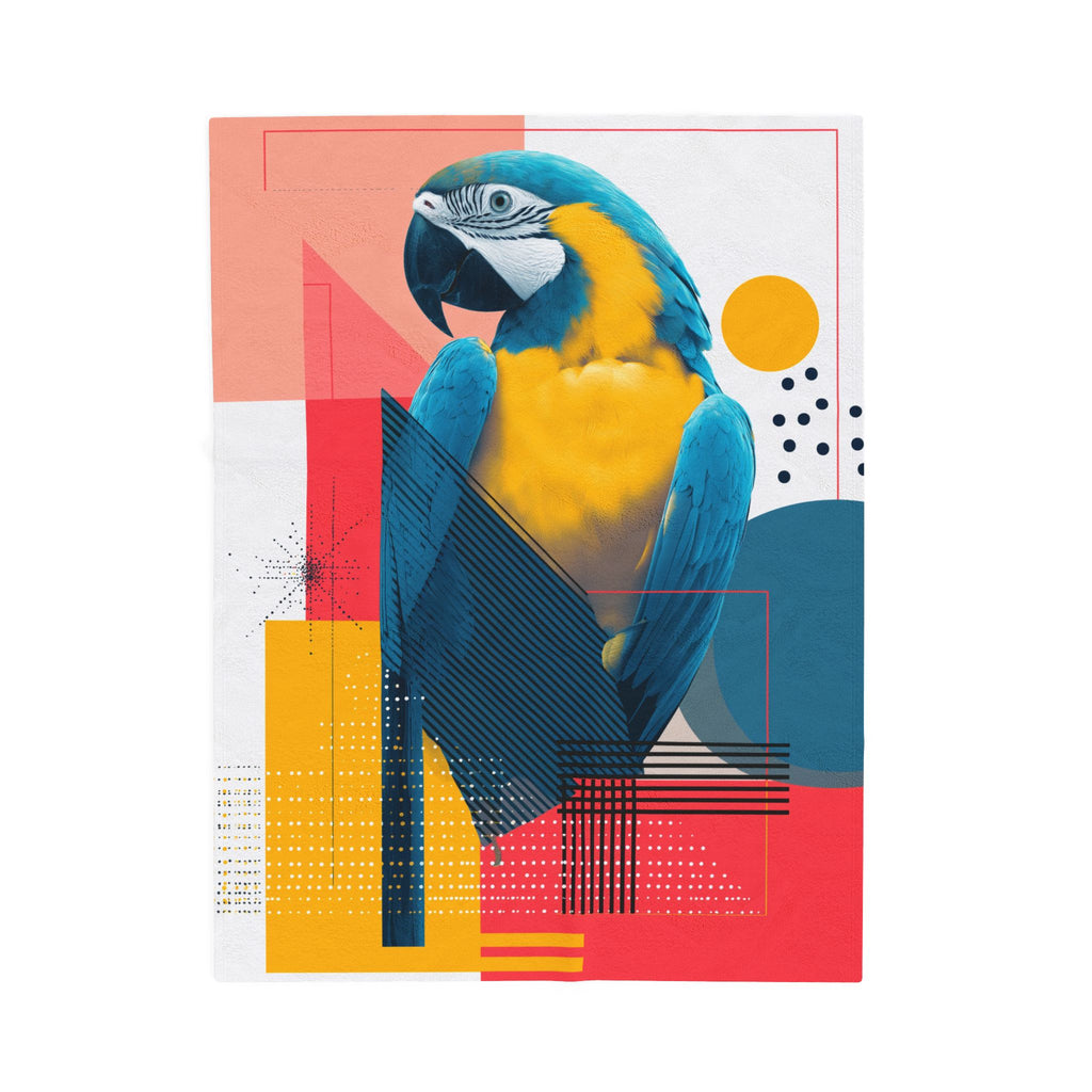 Feathered Geometry Quilt Cover, Doona Cover, Duvet : Modern Macaw Portrait, Abstract Graphic Design Poster   |    Custom Orders Available
