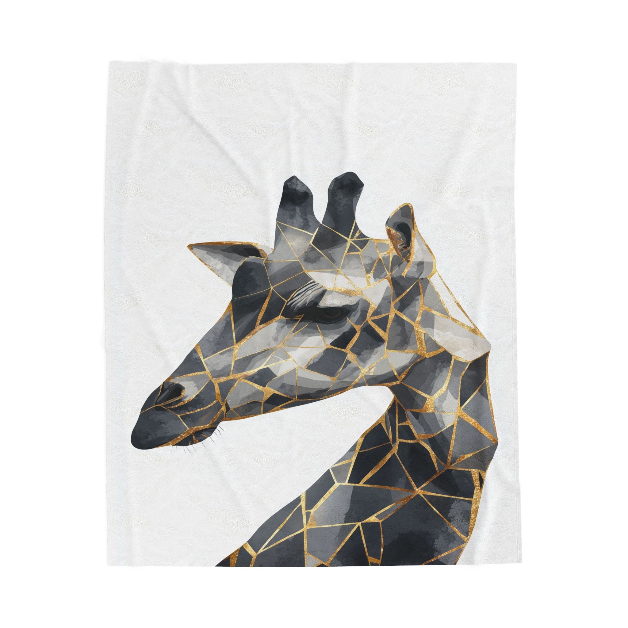 Fragmented Giraffe : Geometric Mosaic Decor, Modern Abstract Animal Art, Metallic Gold and Grayscale Design   |  Personalized & Custom