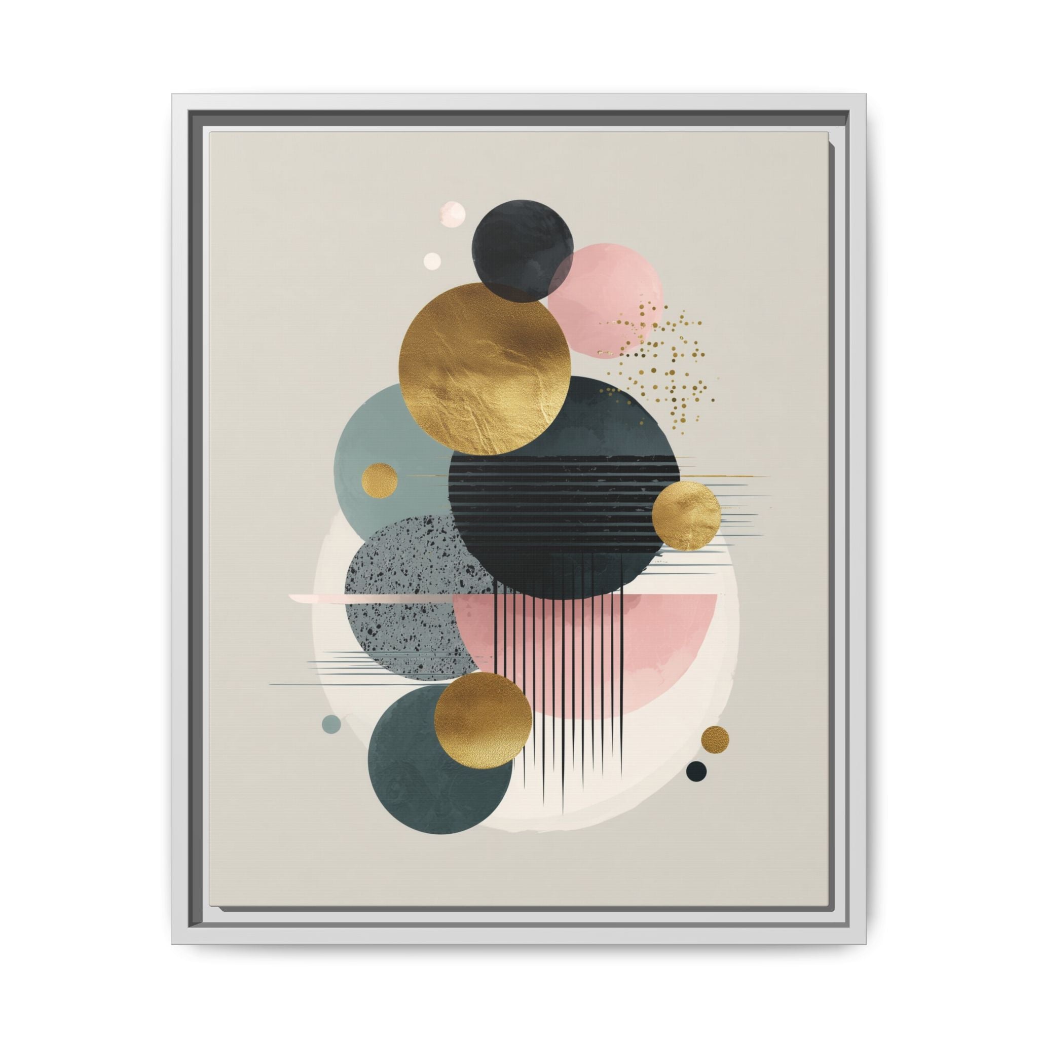 Geometric Harmony: Intersecting Circles, Mid-Century Modern Design, Abstract Metallic Composition   |   Custom Orders Accepted