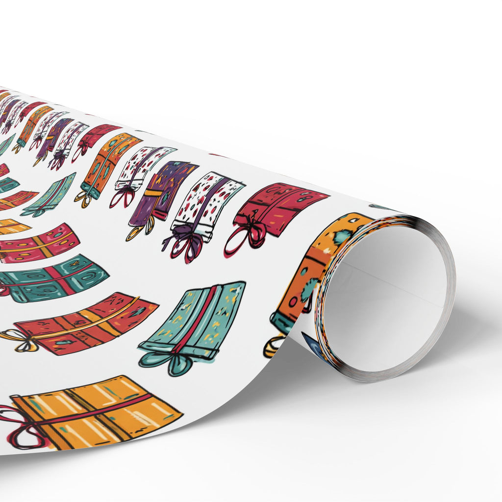 Gift Wrap Paper Roll — Colorful Hand-Drawn Presents Pattern