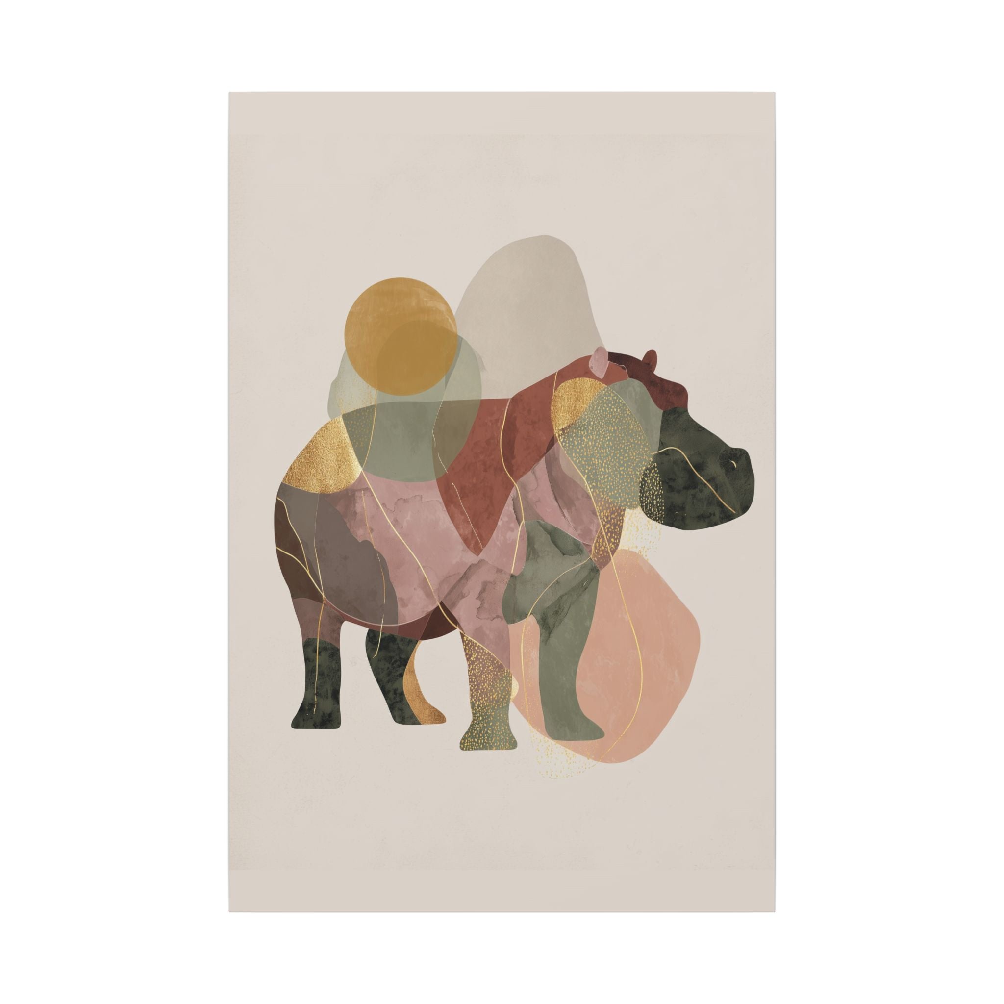 Geometric Hippo: Abstract Animal Art, Minimalist Pastel Composition   |    Custom Orders Available