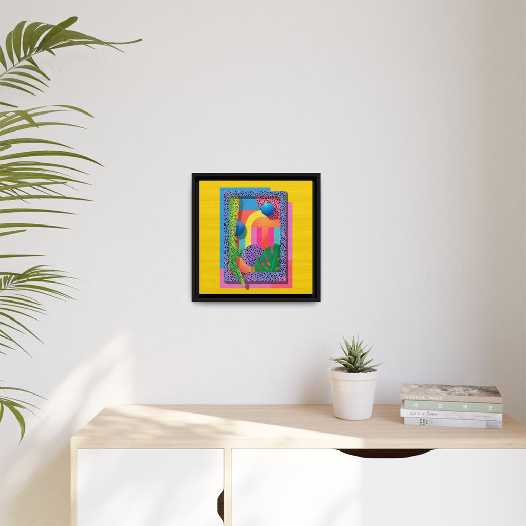 Geometric Rhythms: Abstract Layers of Color, Dimensional Shapes and Tropical Elements, Vibrant Modern Art Composition   |   Custom Orders