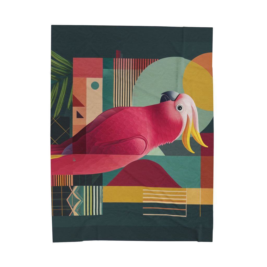 Cockatoo in Geometry Quilt Cover, Doona Cover, Duvet : Mid-Century Modern Bird Art, Tropical Graphic Design   |    Custom Orders Available