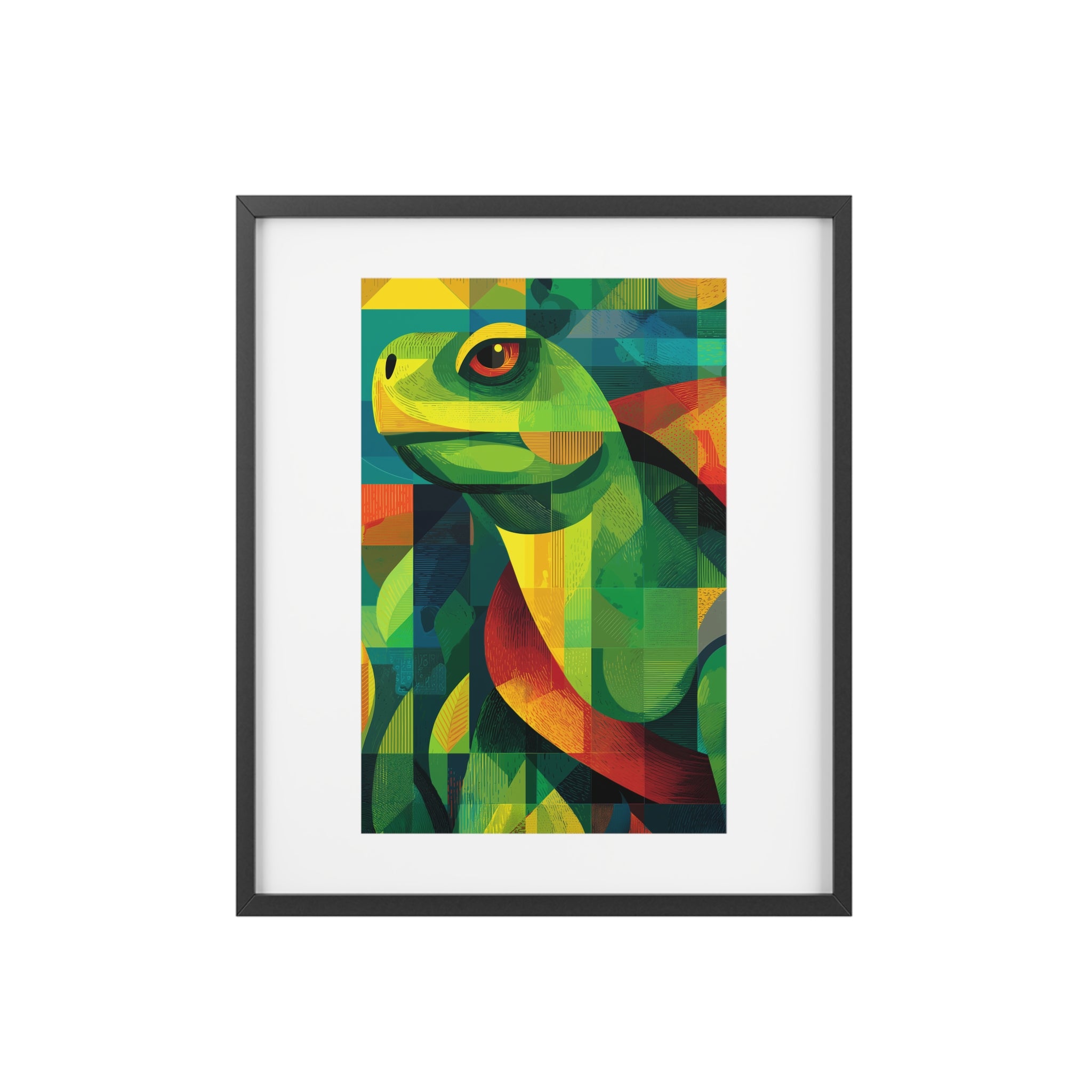 Vibrant Turtle Art Framed Poster, Colorful Decor, Nature-Inspired Home Decor, Unique Gift for Animal Lovers, Modern Art Print Amazon Jungle