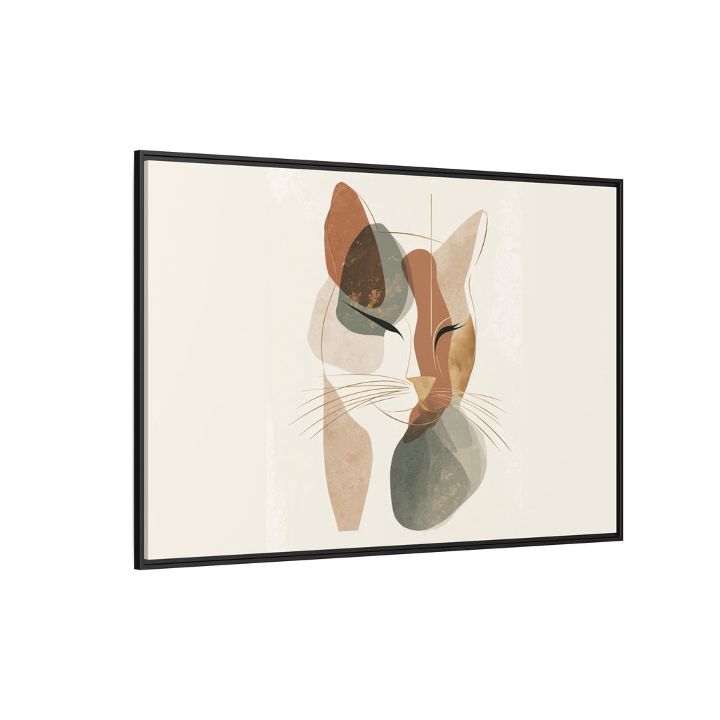 Feline Geometry: Abstract Cat Portrait, Minimalist Earth Tones   |  Personalized & Custom Orders Available