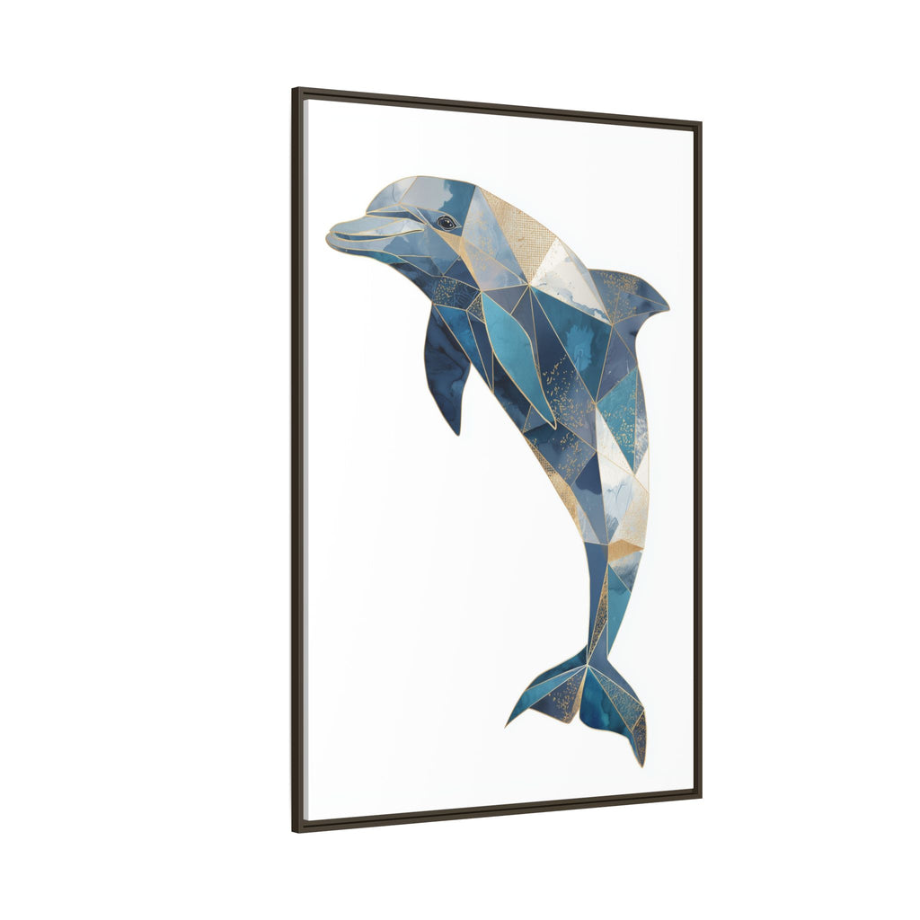 Geometric Dolphin Mosaic Framed Print , Contemporary Marine Art   |  Personalized & Custom Orders Available