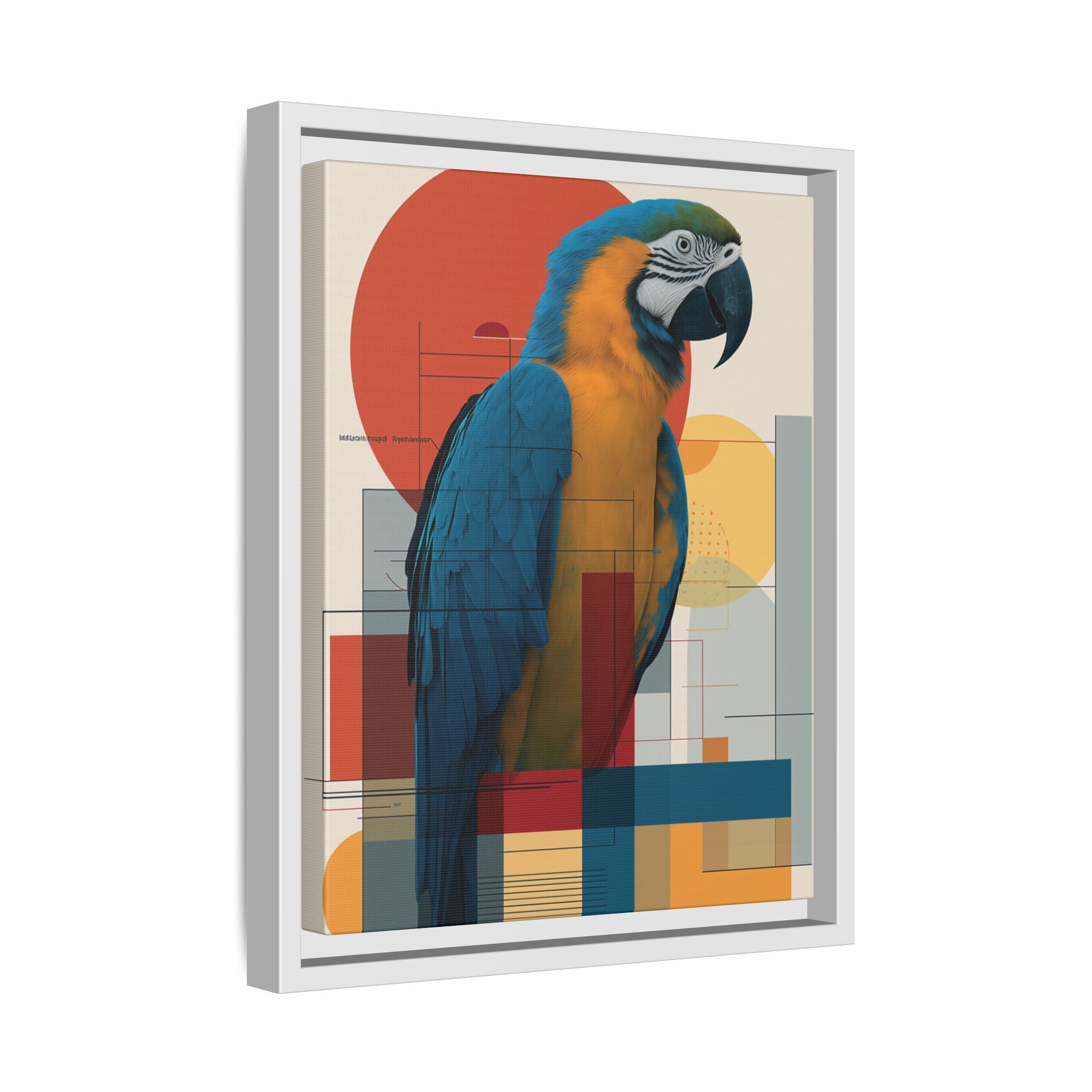 Vibrant Macaw Geometric Framed Print: Avian Realism, Modern Abstract Composition   |  Personalized & Custom Orders Available