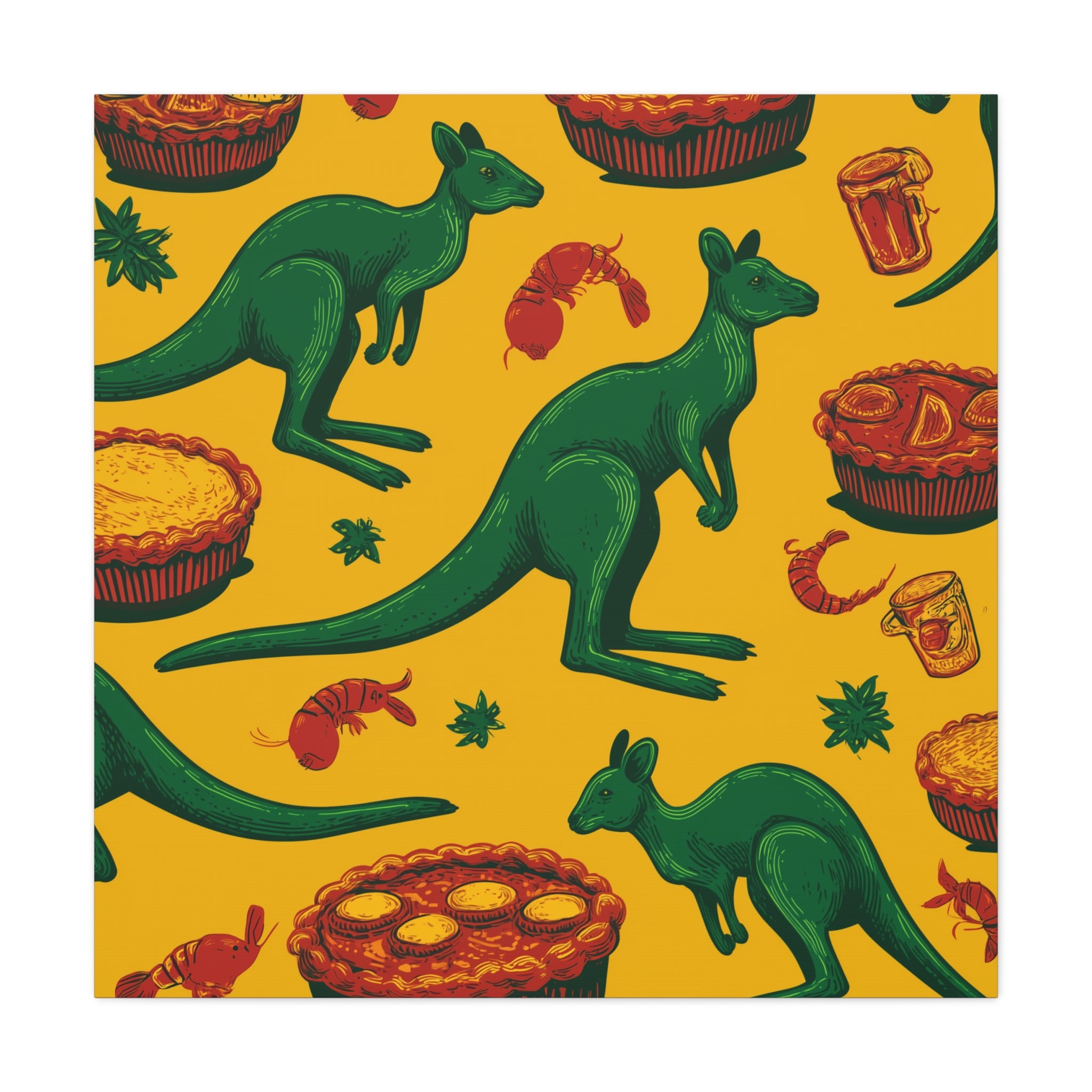 Kangaroo Canvas Wall Art, Vibrant Animal Decor, Unique Gift for Nature Lovers, Fun Kitchen Wall Hanging, Australian Themed Art