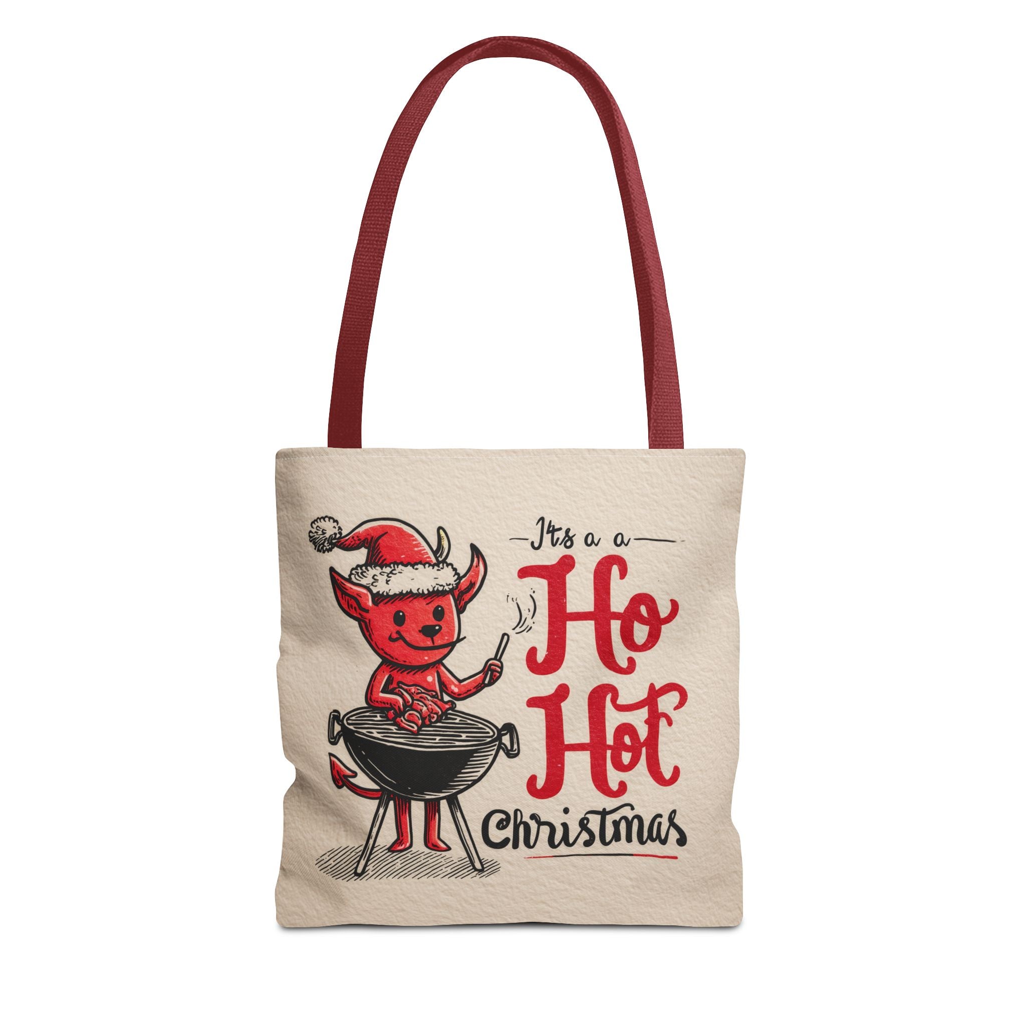 Hot Christmas Tote Bag, Festive Gift Bag, Holiday Shopping Tote, BBQ Lover's Tote, Fun Winter Accessory