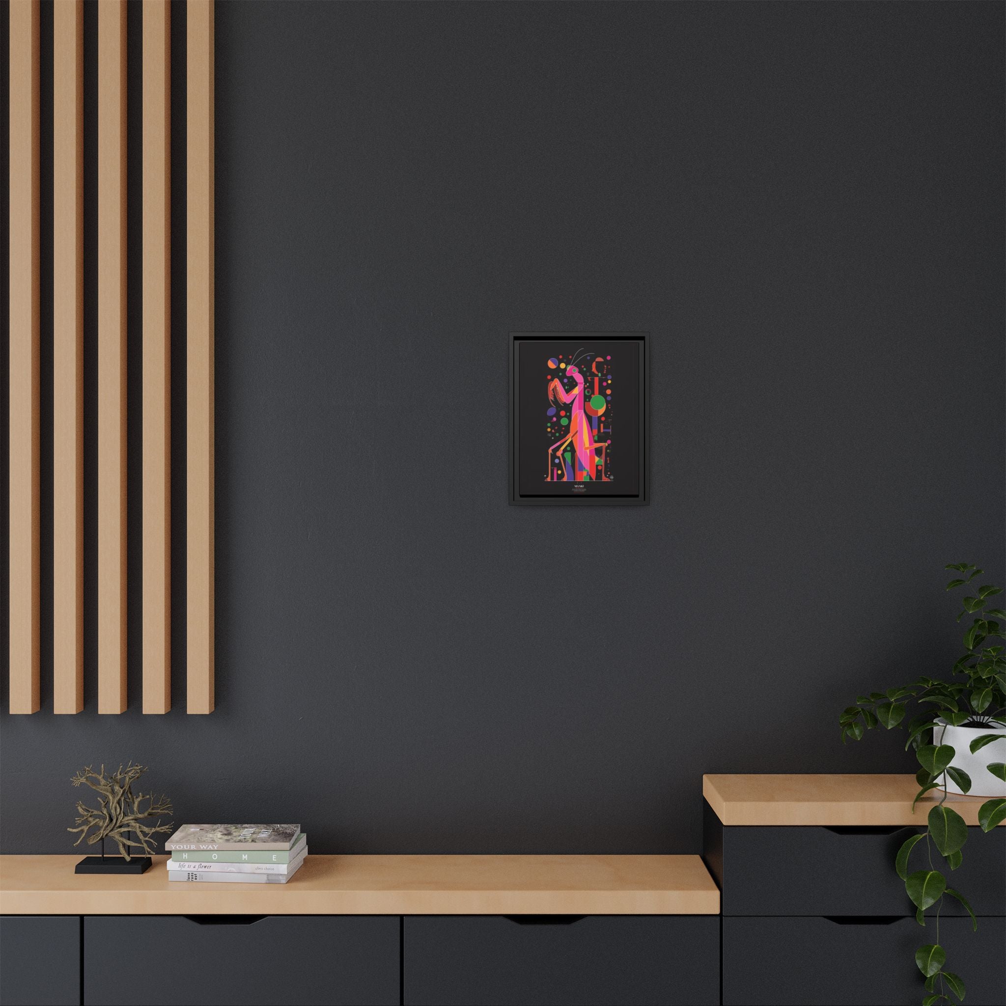 Mantis Geometrica Framed Print : Cubist Insect Design, Vibrant Graphic Poster Art   |   Custom Orders Available