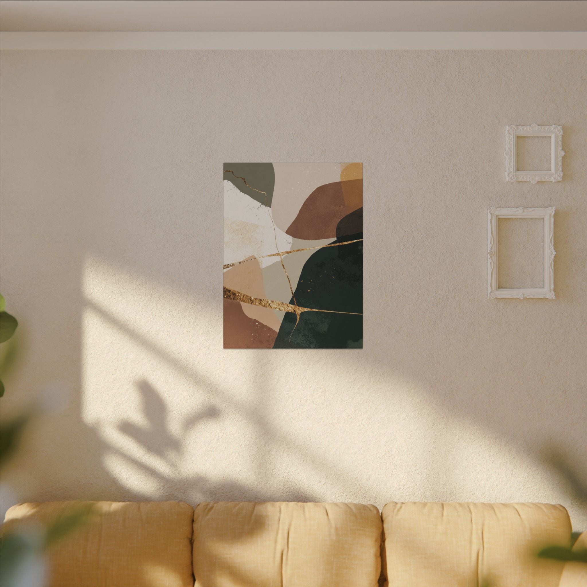 Canvas Print, Abstract Earthy Gold Wall Art, Modern Designer Home Decor, Stretched Matte Canvas; Thick, Multi-Size, Office Decor