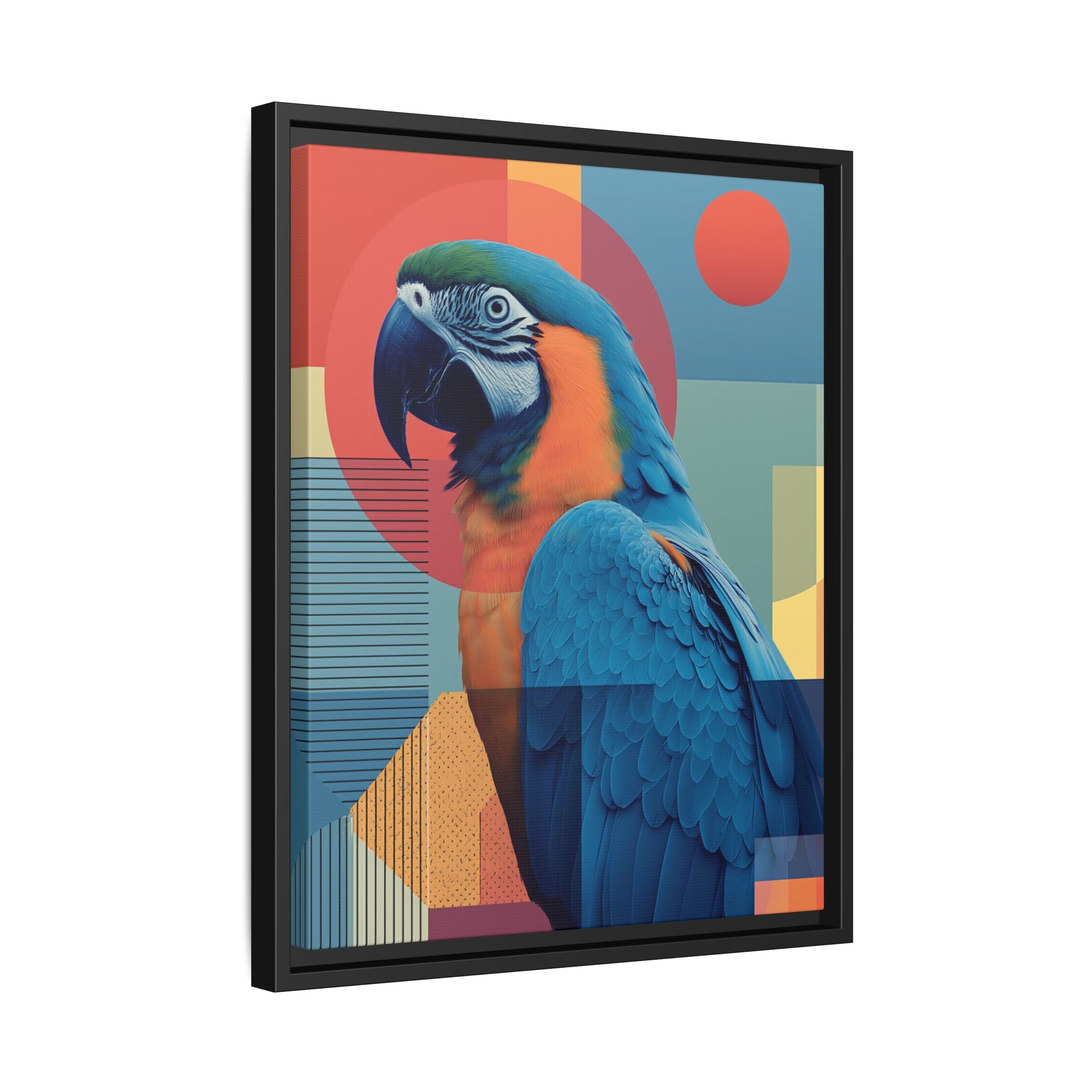 Macaw Geometric Framed Print : Mid-Century Modern Bird Art, Tropical Parrot Print   |  Personalized & Custom Orders Available