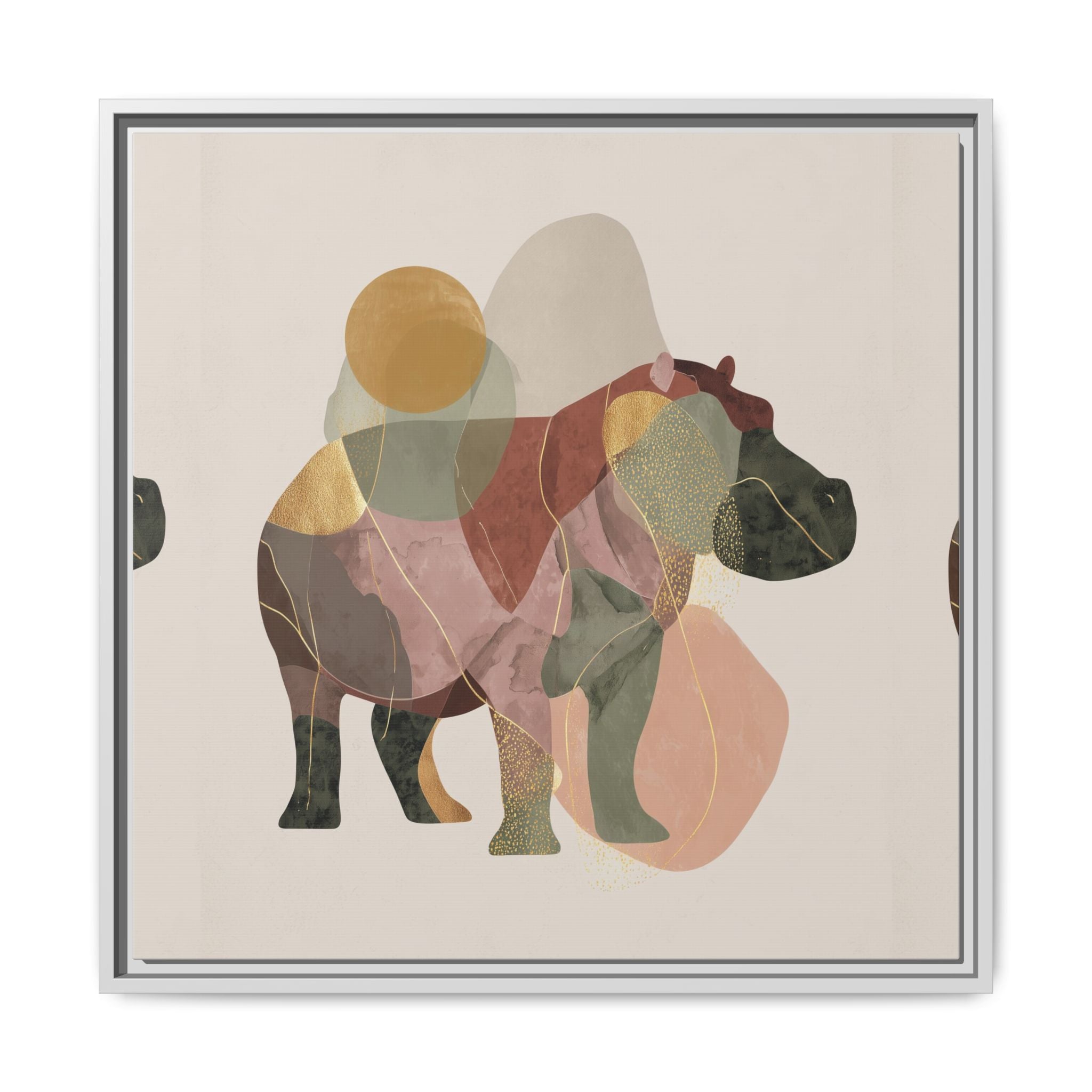 Geometric Hippo: Abstract Animal Art, Modern Watercolor Shapes   |  Personalized & Custom Orders Available
