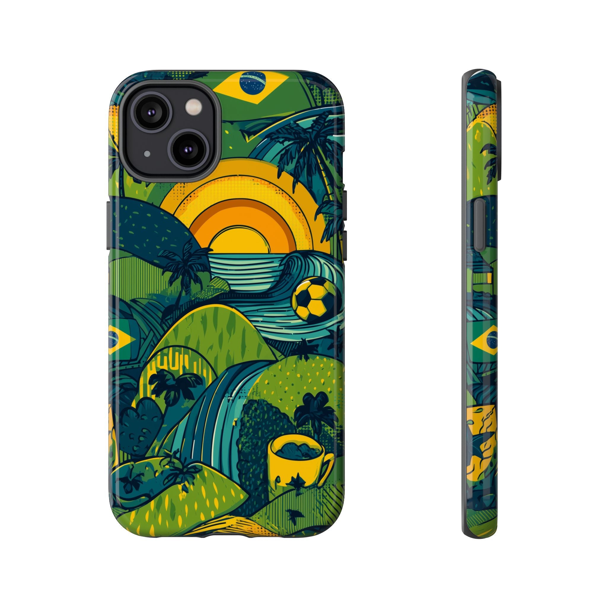 Brazil Tough Cases: Sporty Tropical Phone Case, Fun Beach Vibe Phone Accessory, Summer Travel Gift, Colorful Phone Cover, Casual Style Tech
