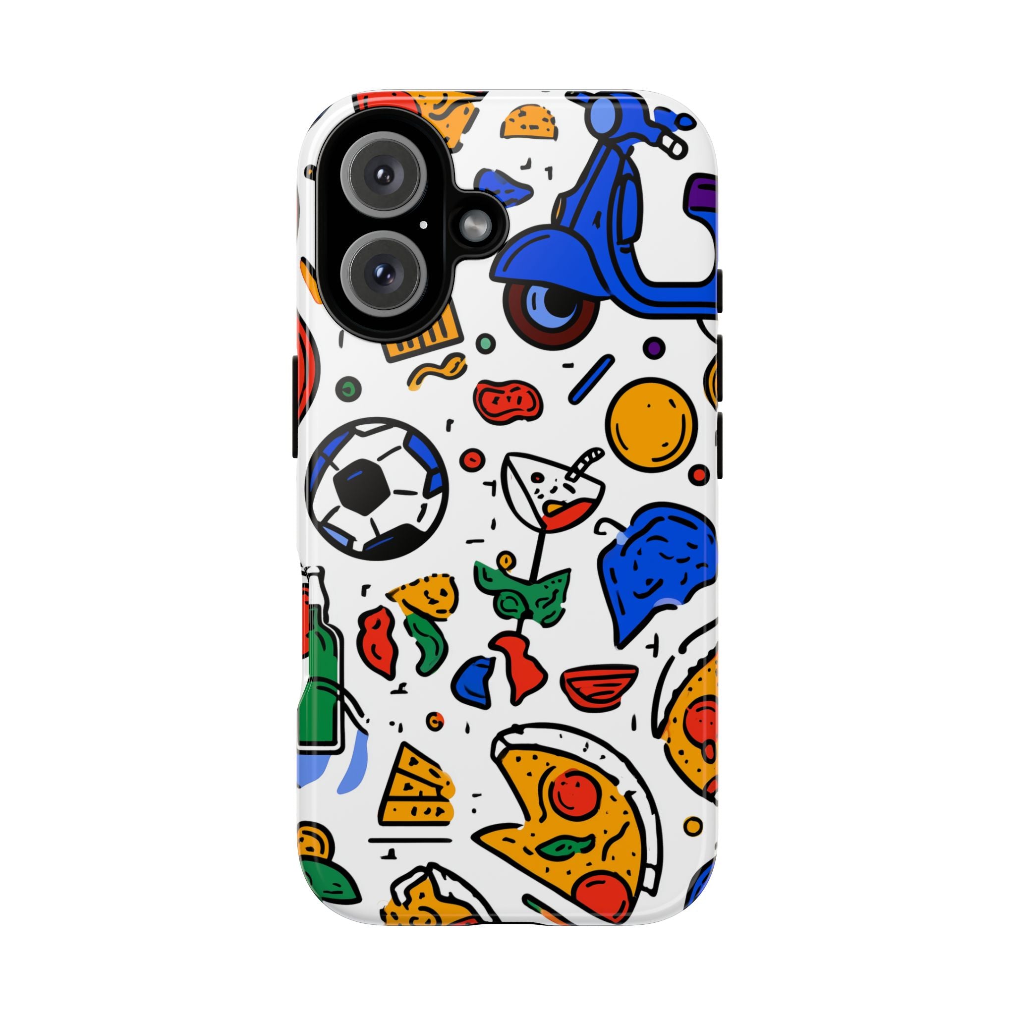 Italy Italian Vespa Colorful iPhone Case, Funky Phone Cover, Unique Cell Phone Accessory, Fun Design for Kids and Teens, Gift for Holidays