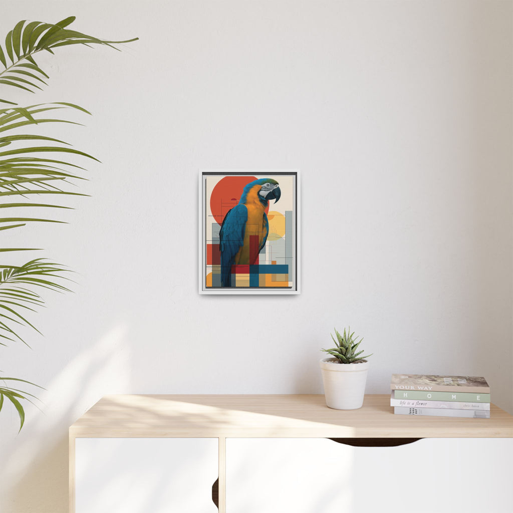 Vibrant Macaw Geometric Framed Print: Avian Realism, Modern Abstract Composition   |  Personalized & Custom Orders Available