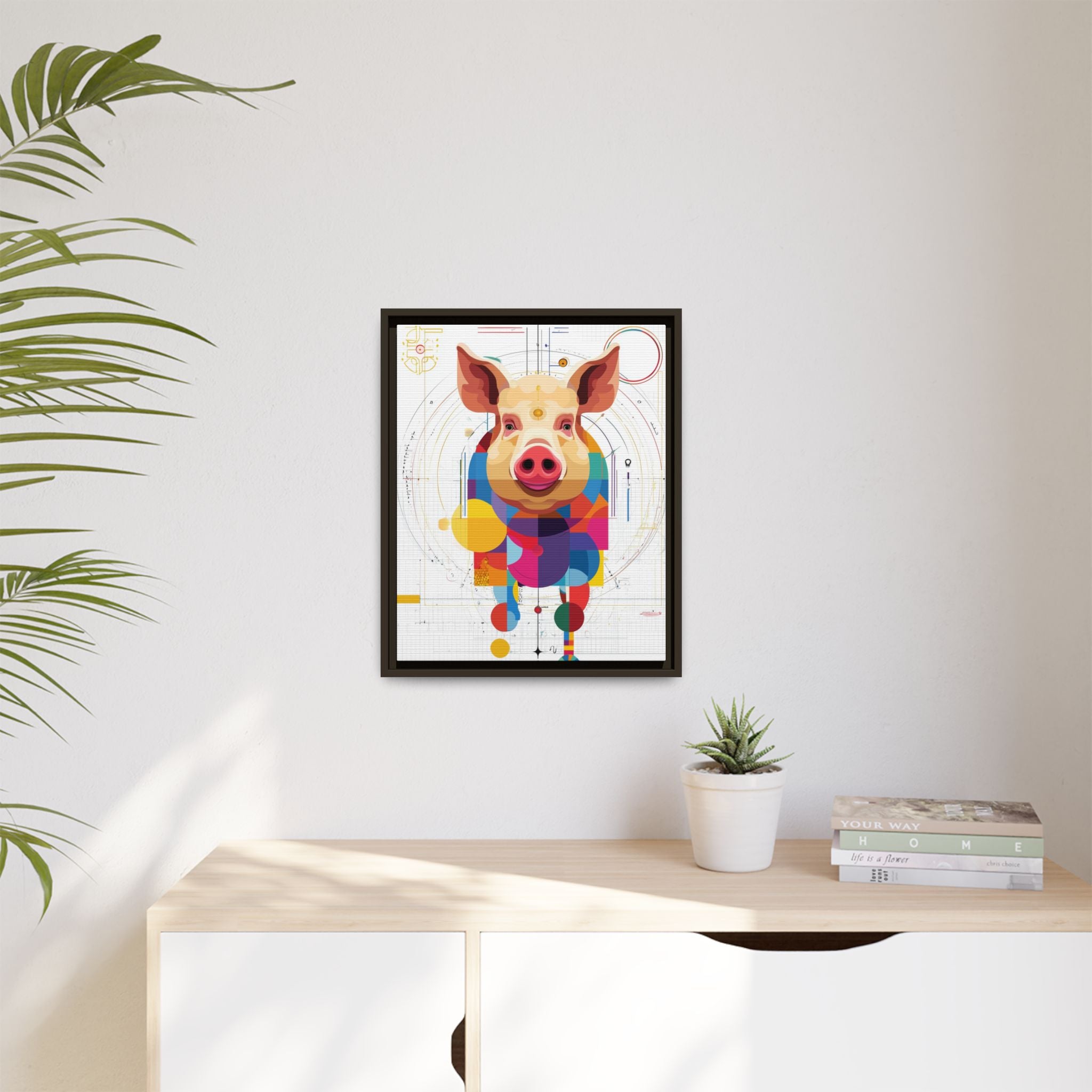 Geometric Pig: Digital Cubist Portrait, Mathematical Animal Abstraction   |    Custom Orders Available