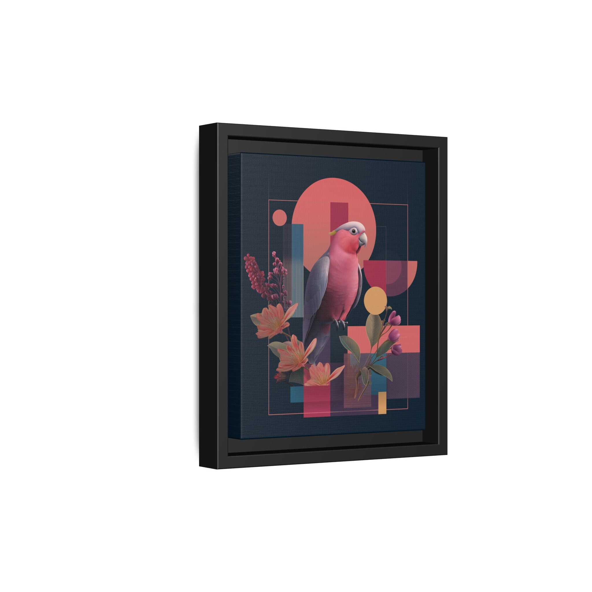 Galah Geometric Framed Print : Stylized Digital Cockatoo Portrait, Contemporary Abstract Botanical    |   Custom Orders Accepted