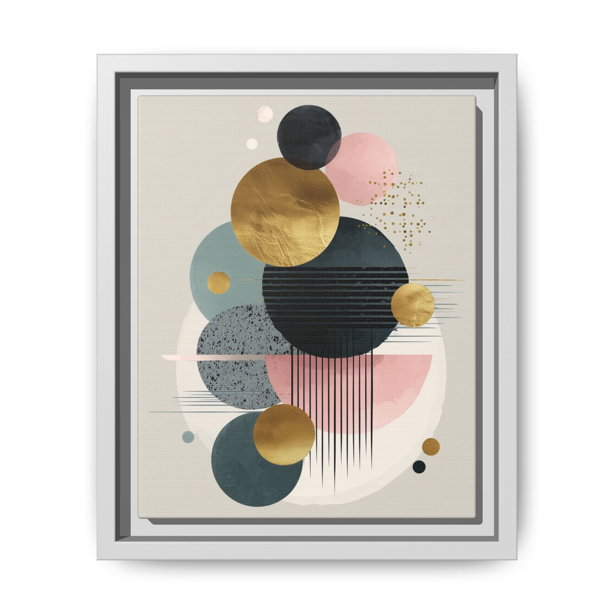 Geometric Harmony: Intersecting Circles, Mid-Century Modern Design, Abstract Metallic Composition   |   Custom Orders Accepted