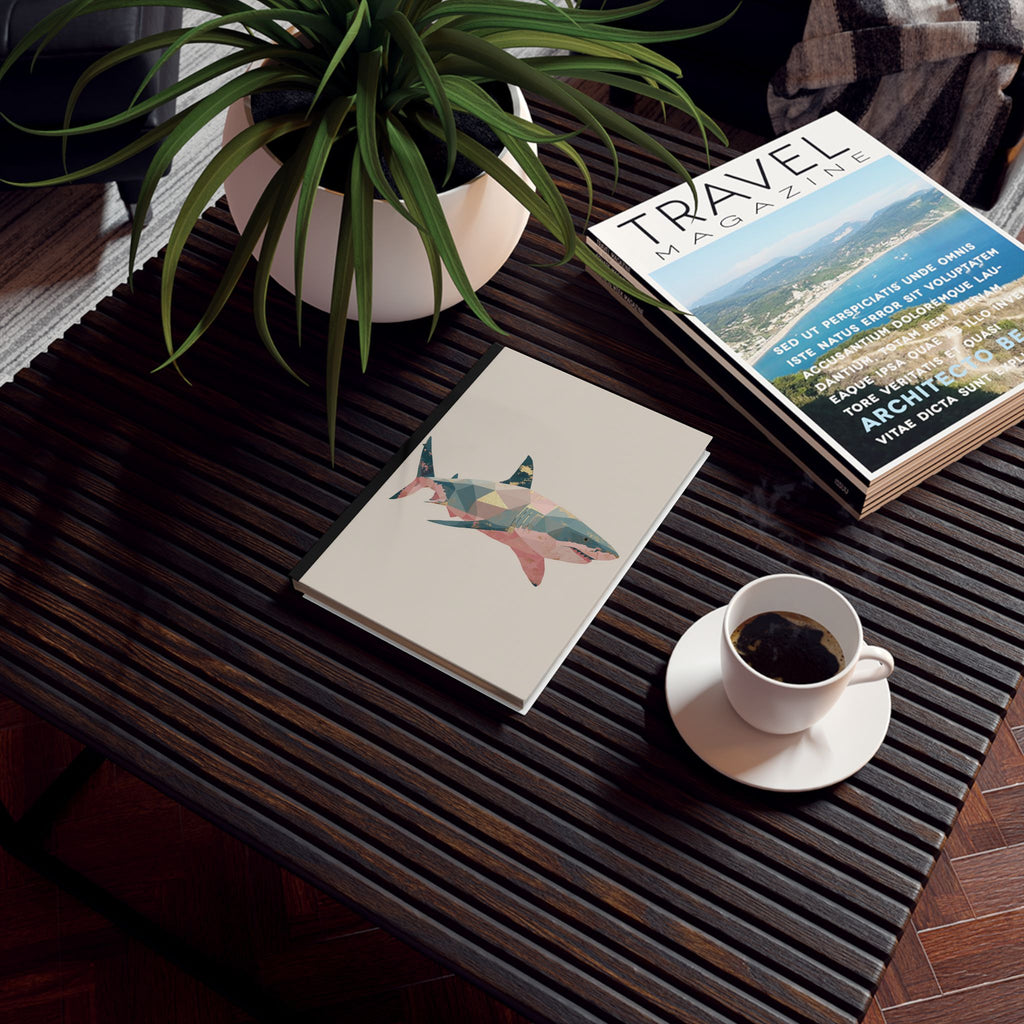 Personalized Geometric Shark Journal    |  Geometric Shark: Polygonal Marine Predator, Modern Wildlife Art, Metallic Mosaic Design