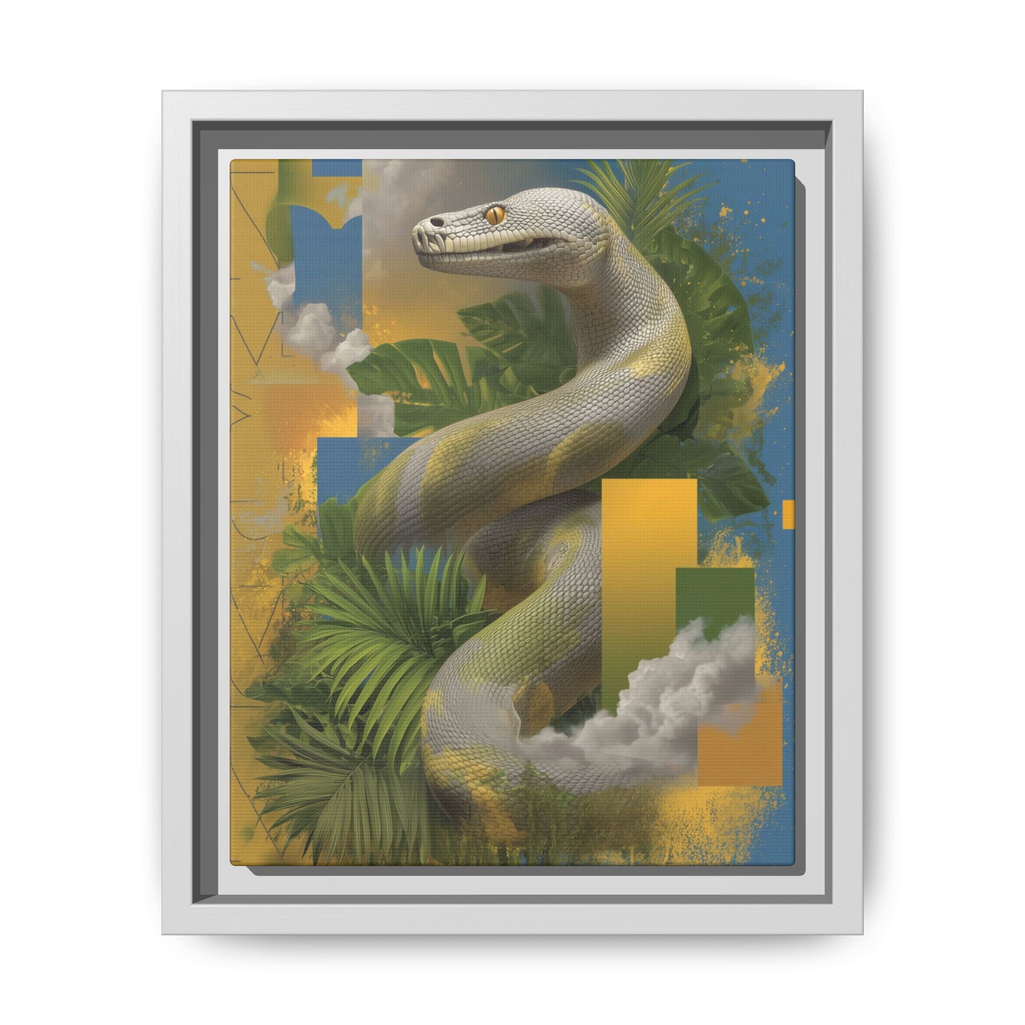 Serpent's Geometry: Tropical Jungle Fusion, Digital Surrealist Composition   |  Personalized & Custom Orders Available