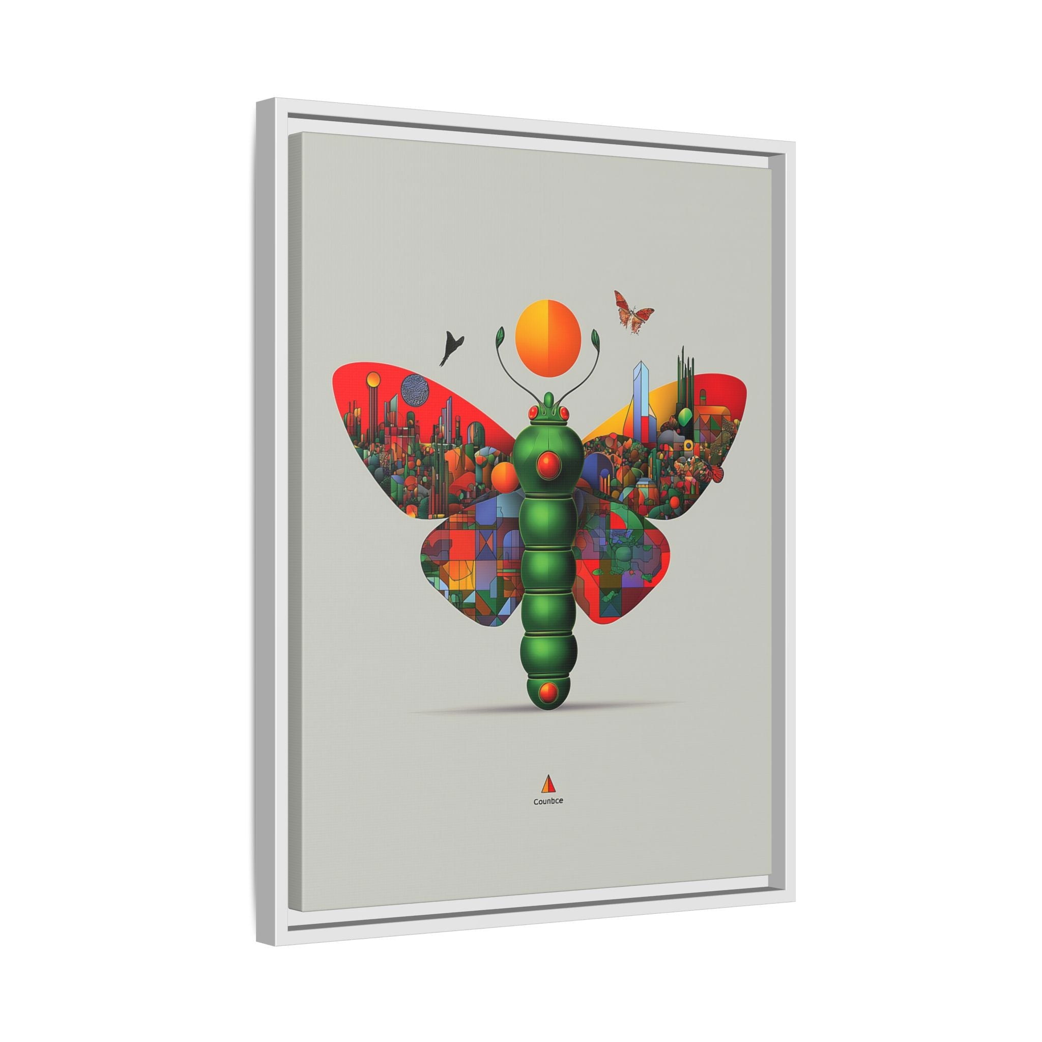Urban Metamorphosis Framed Print: Geometric Cityscape Butterfly, Digital Surrealism Collage   |  Custom Orders Available