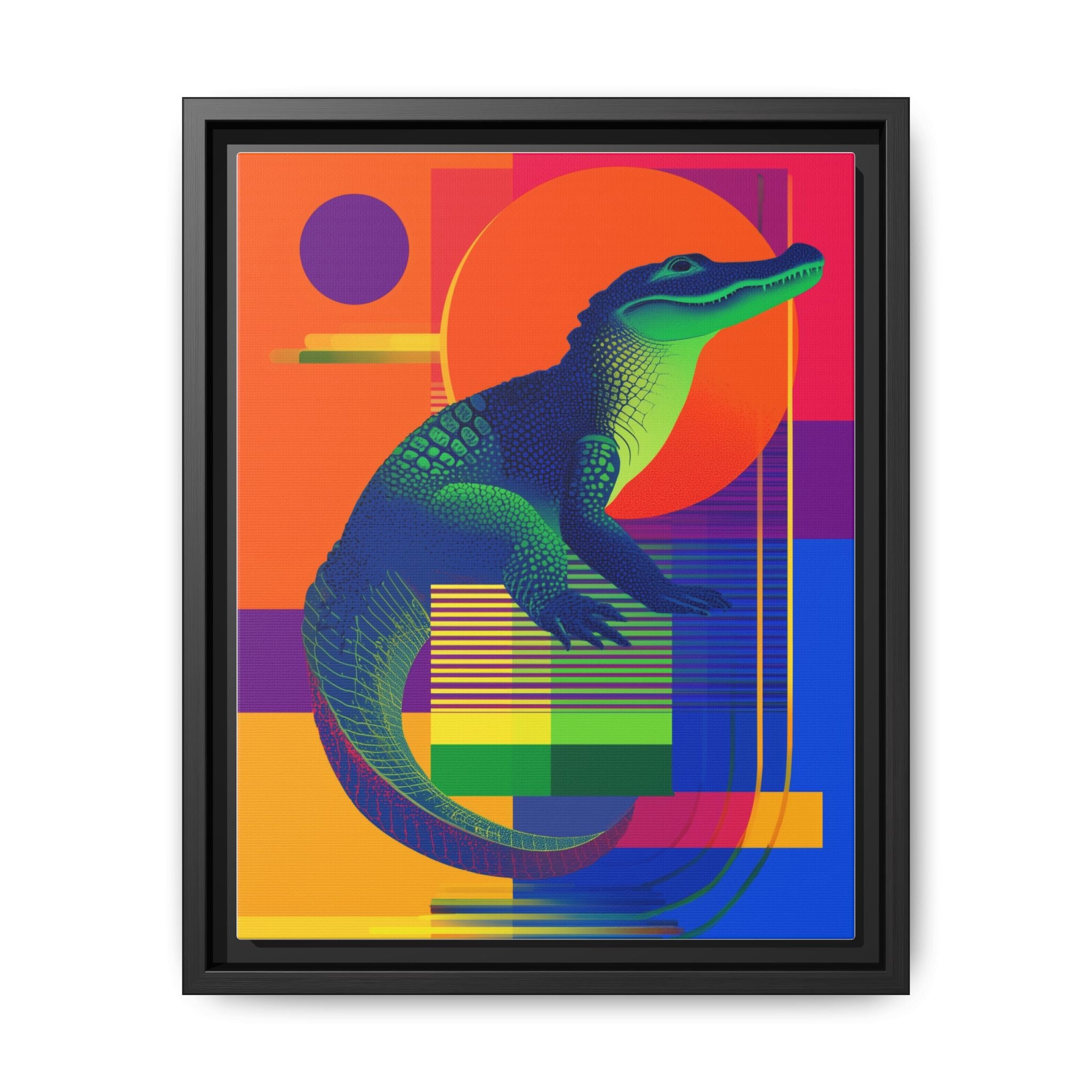 Geometric Alligator Framed Print: Pop Art Reptile, Vibrant Gradient Composition   |  Personalized & Custom Orders Available