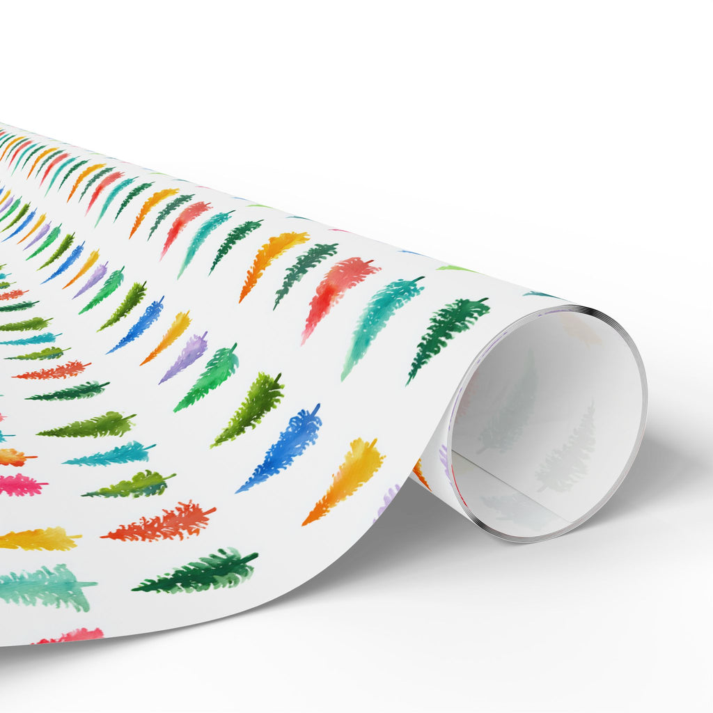 Holiday Tree Wrapping Paper — Colorful Watercolor Christmas Trees Gift Wrap Roll