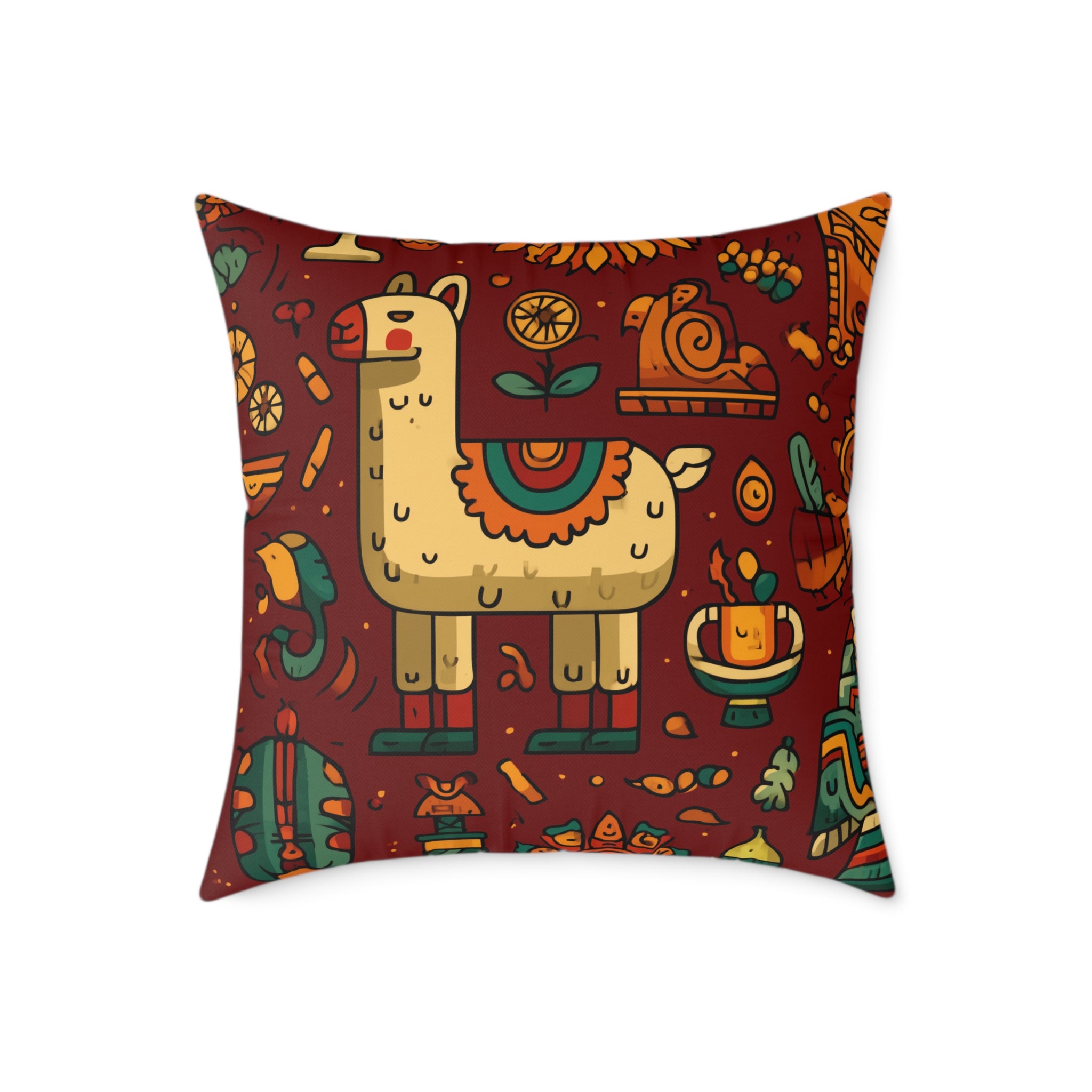 Colorful Llama Pillow, Boho Decor, Cute Animal Cushion, Fun Home Accent, Gift for Kids, Birthday or Housewarming, Peruvian Incan Art