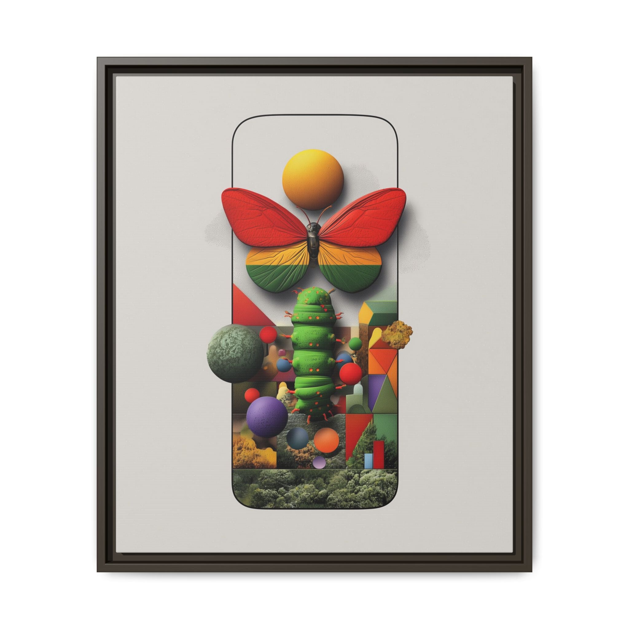Metamorphosis Framed Print : Geometric Nature Transformation, Vibrant Butterfly Composition   |  Personalized & Custom Orders Available