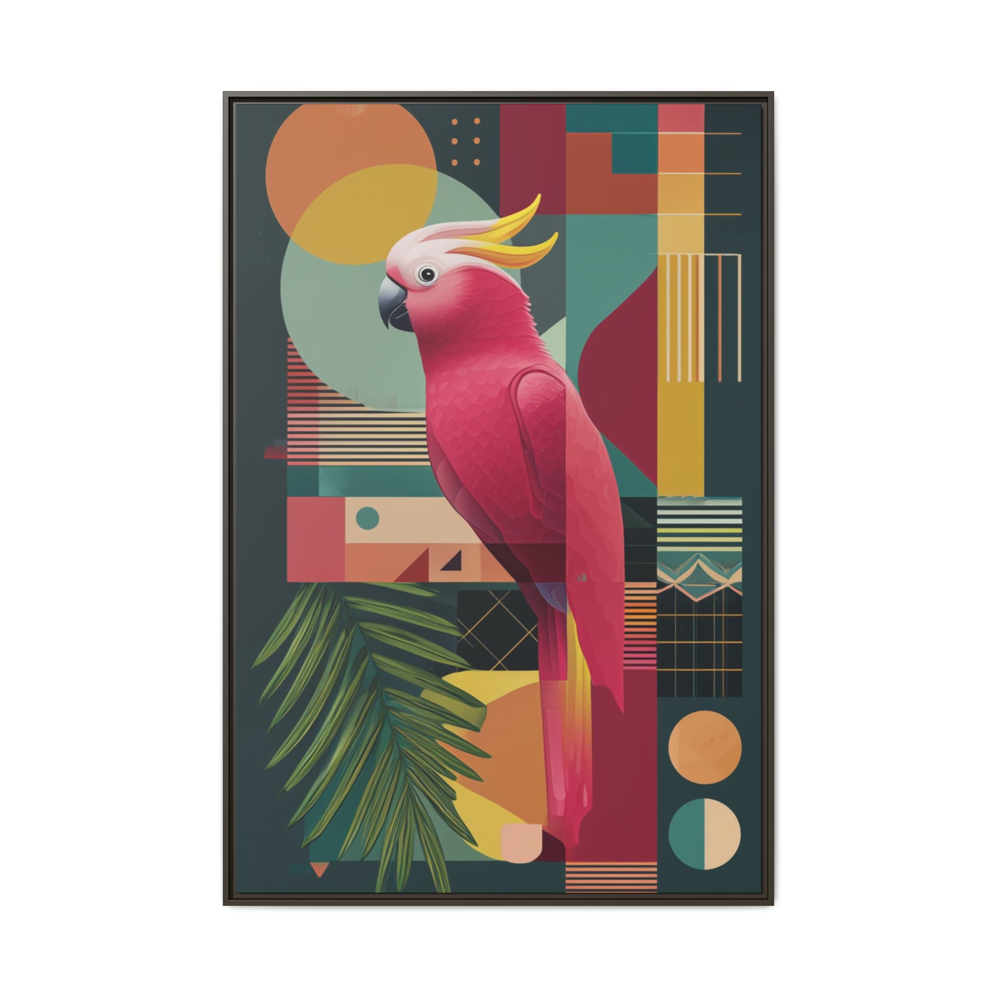 Geometric Cockatoo Framed Print: Mid-Century Modern Bird Art, Contemporary Graphic Print   |  Personalized & Custom Orders Available