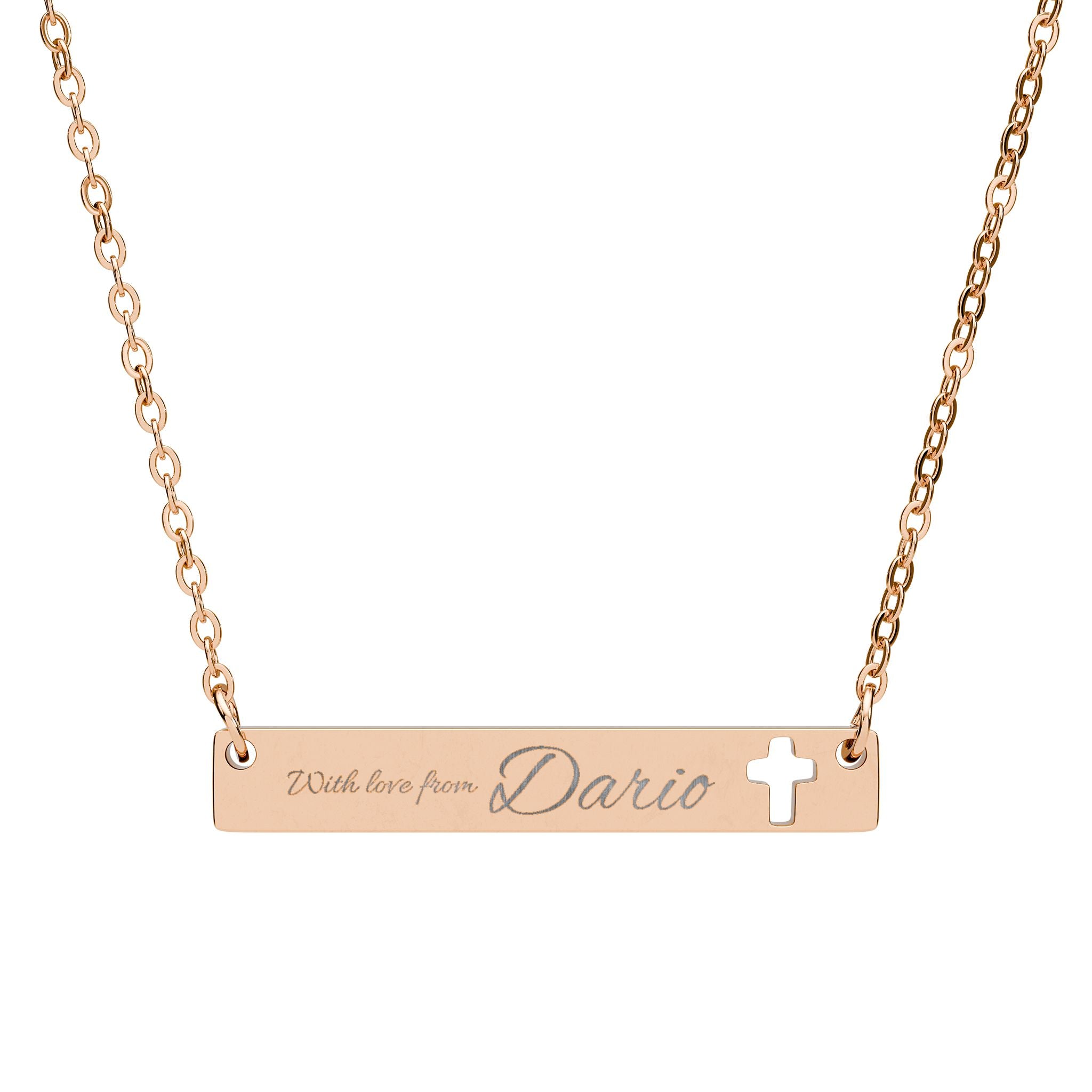 Personalized Cutout Cross Bar Necklace (Engraving)