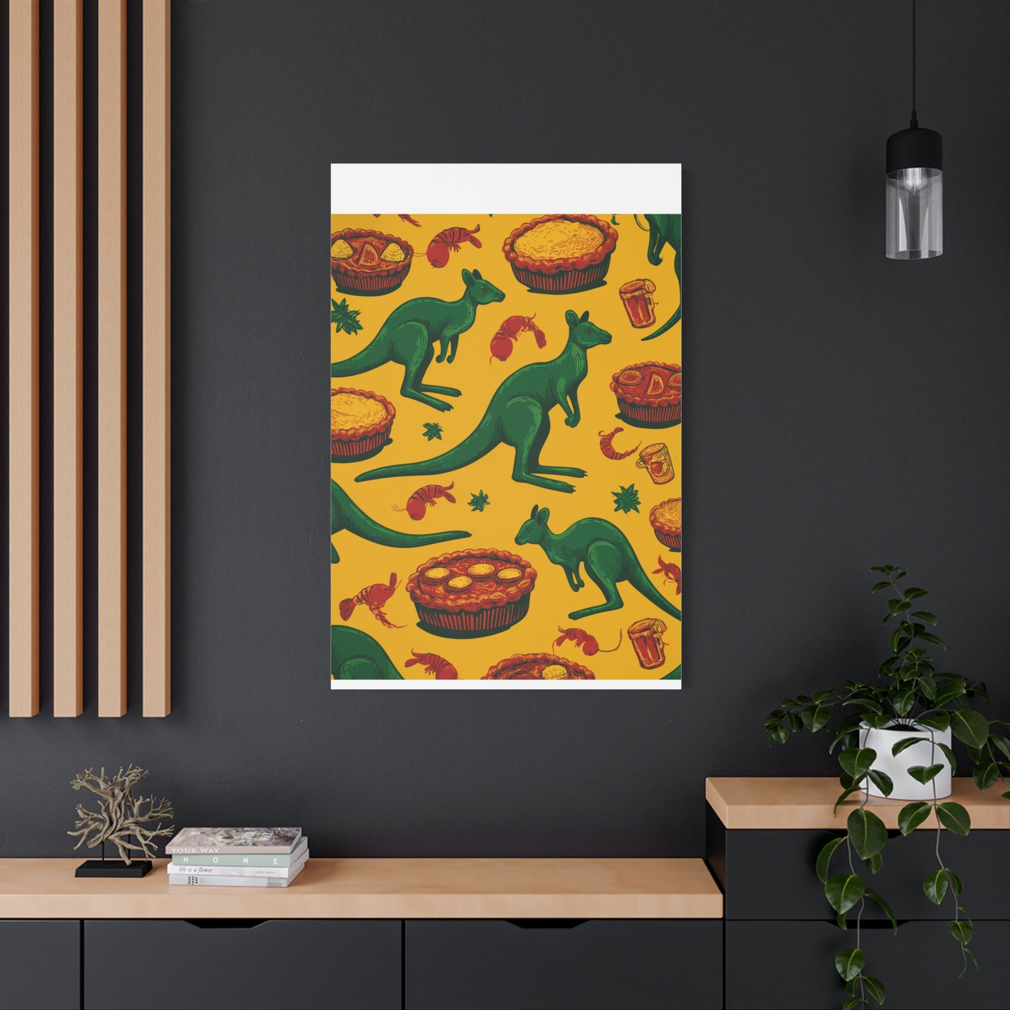 Kangaroo Canvas Wall Art, Vibrant Animal Decor, Unique Gift for Nature Lovers, Fun Kitchen Wall Hanging, Australian Themed Art