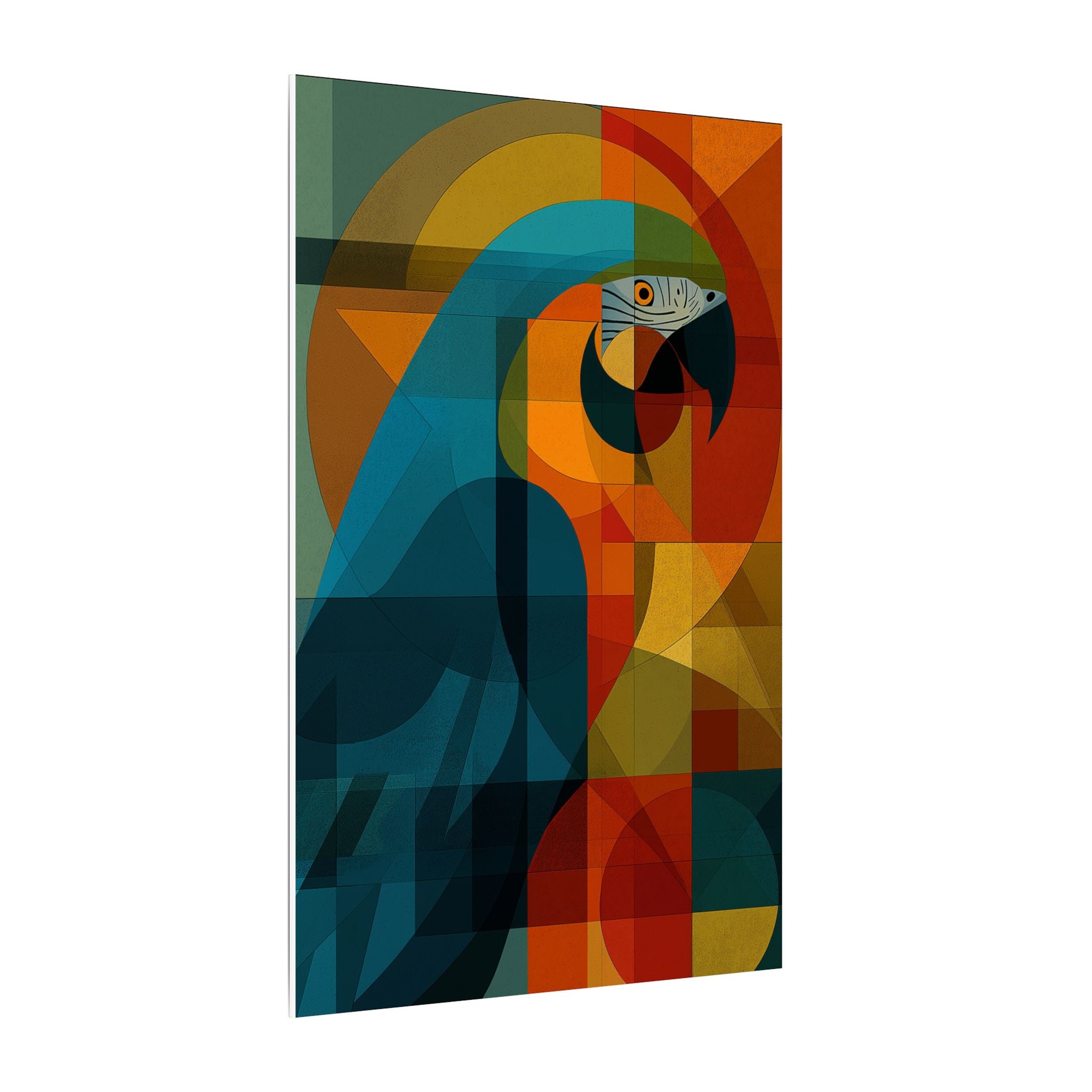Prismatic Parrot: Cubist Mosaic, Geometric Abstract Bird Art   |    Custom Orders Available