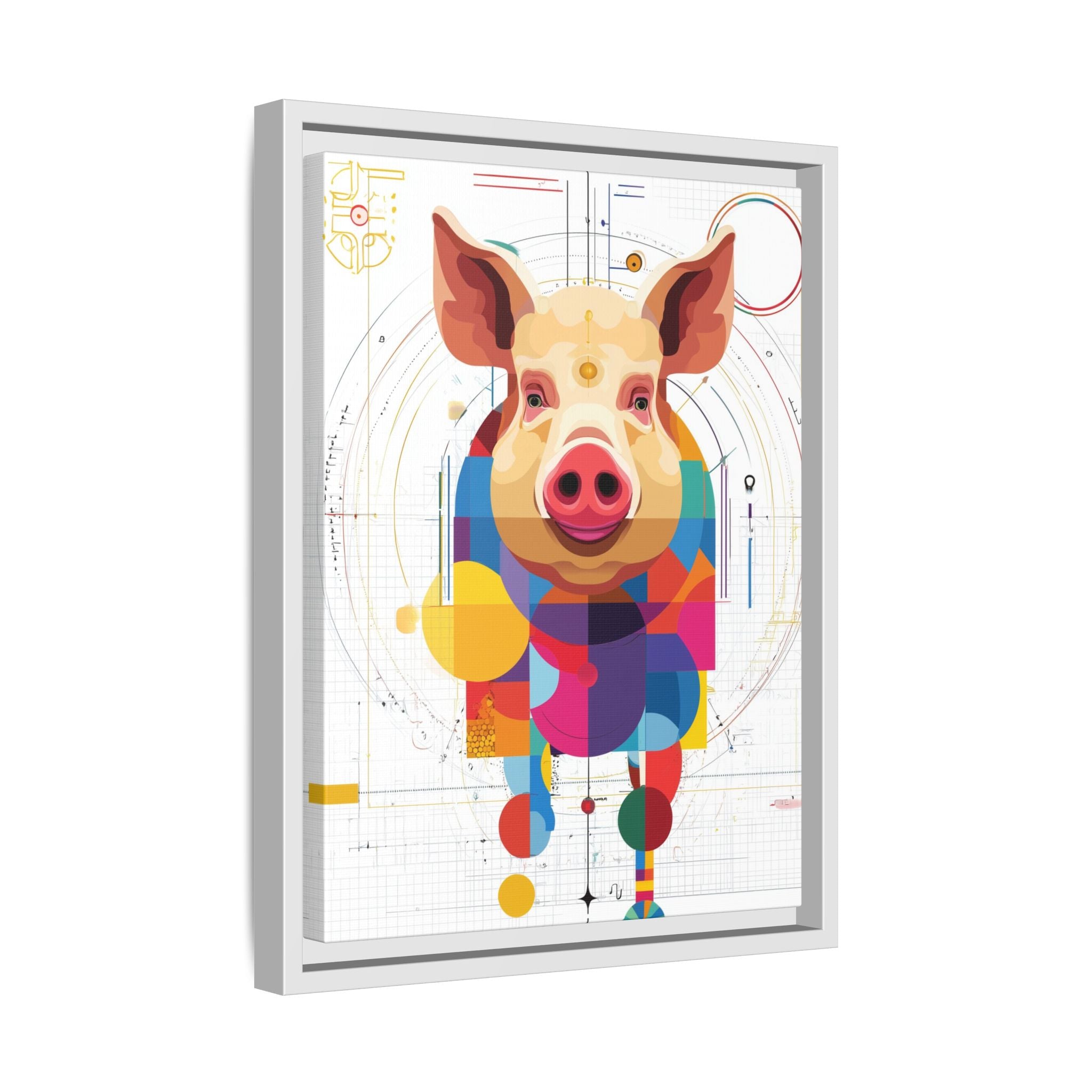 Geometric Pig: Digital Cubist Portrait, Mathematical Animal Abstraction   |    Custom Orders Available