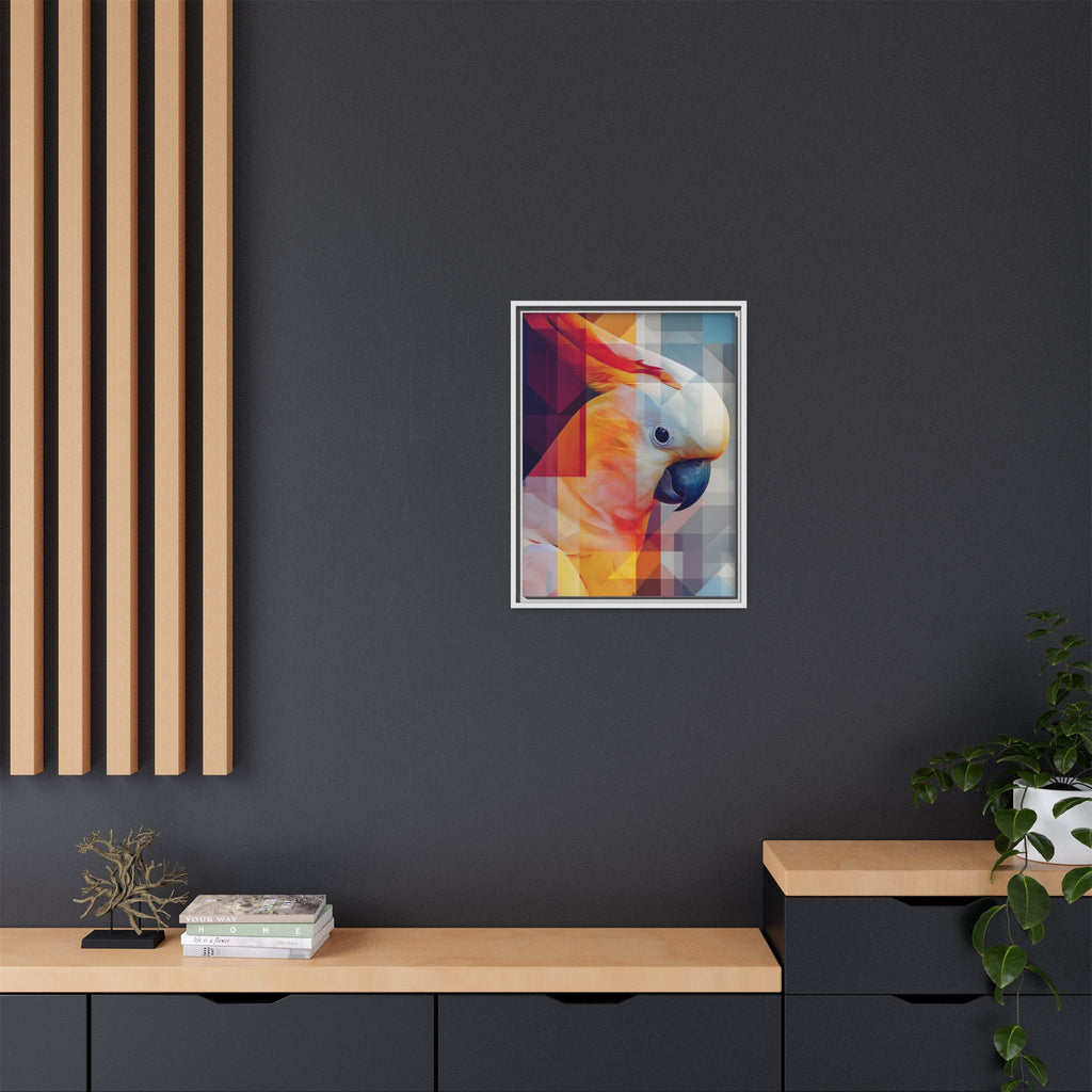 Prismatic Cockatoo Framed Print: Geometric Portrait, Digital Mosaic Artwork   |  Personalized & Custom Orders Available