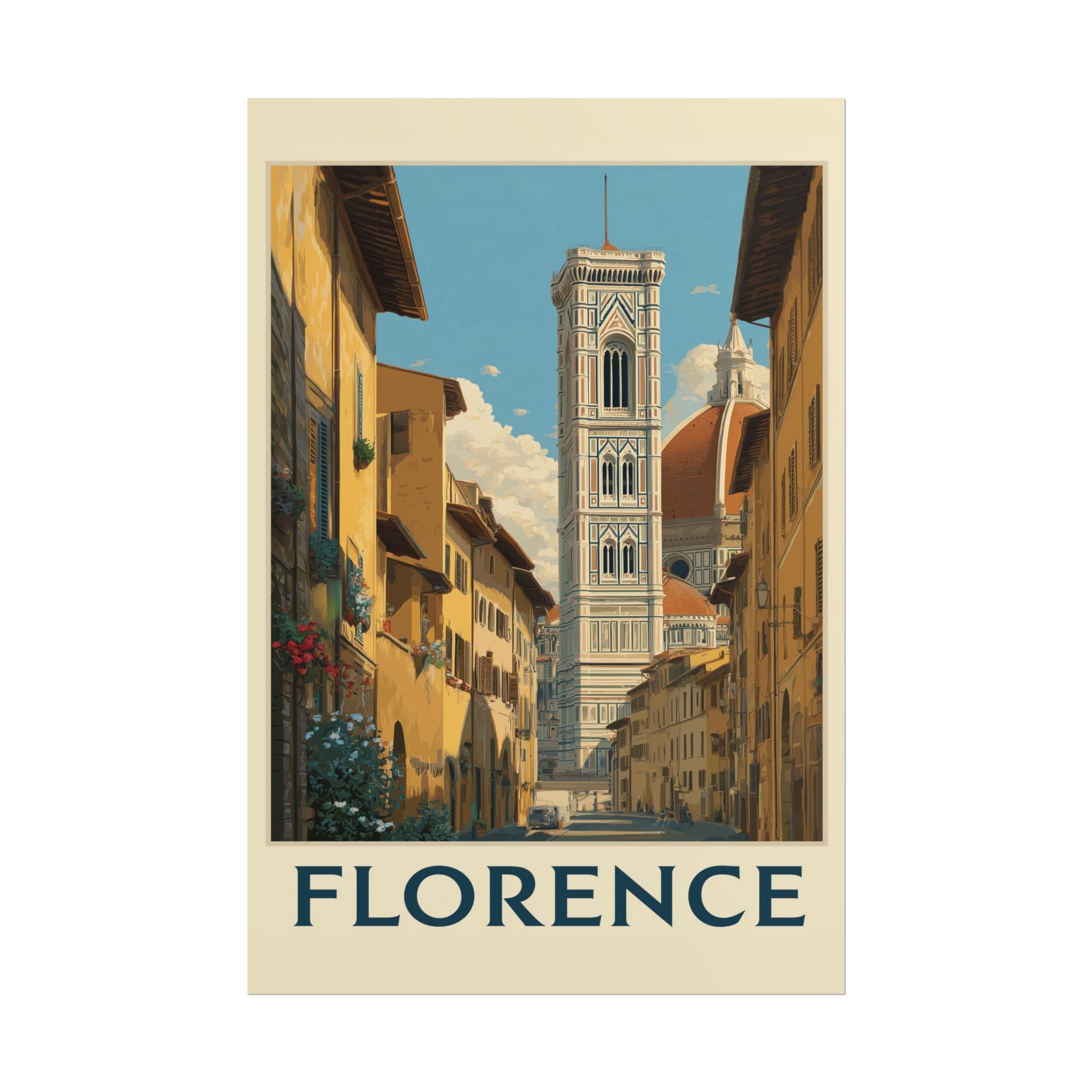 Florentine Reverie: Vintage Travel Poster of Italy, Renaissance Cityscape   |    Custom Orders Available