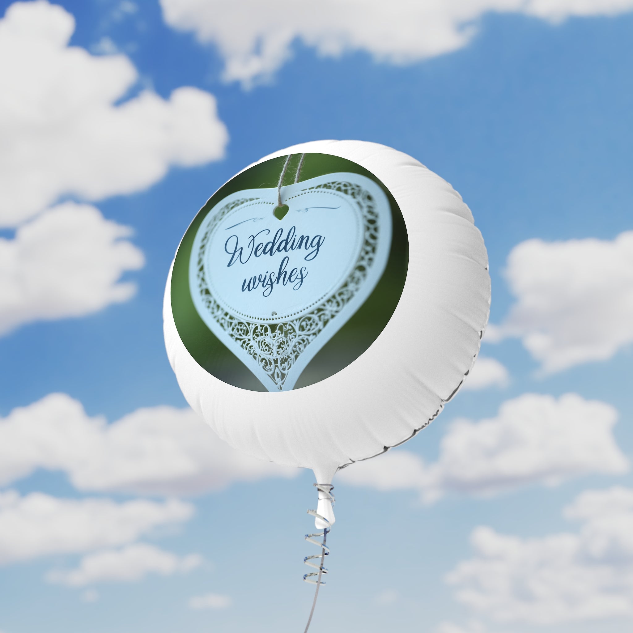 Wedding Wishes Mylar Balloon — Heart Lace Helium Balloon for Weddings & Receptions