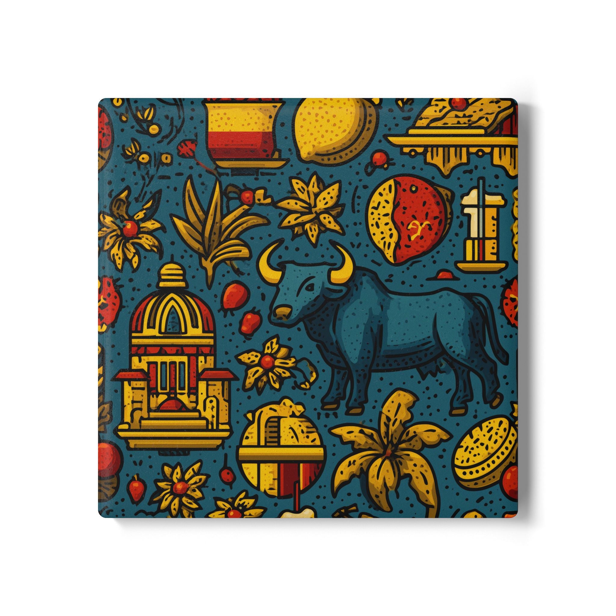 Vibrant Ceramic Coaster, Decorative Drink Coaster, Artistic Home Decor, Unique Gift, Kitchen Accessory, Party Tableware