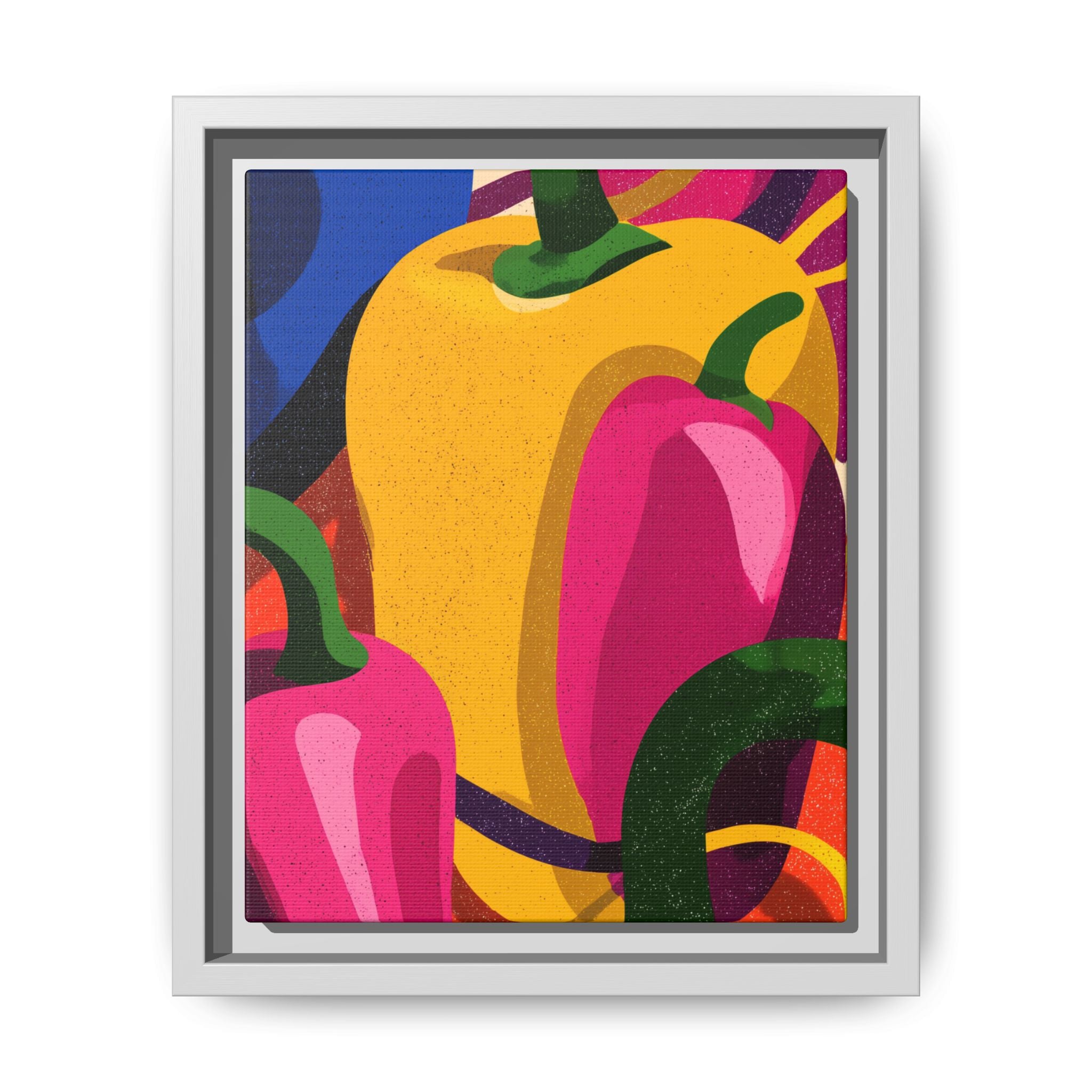Canvas Art, Abstract Geometric Bell Peppers, Framed Wall Decor Print, Kitchen Wall Art, Modern Home Decor, Foodie Gift