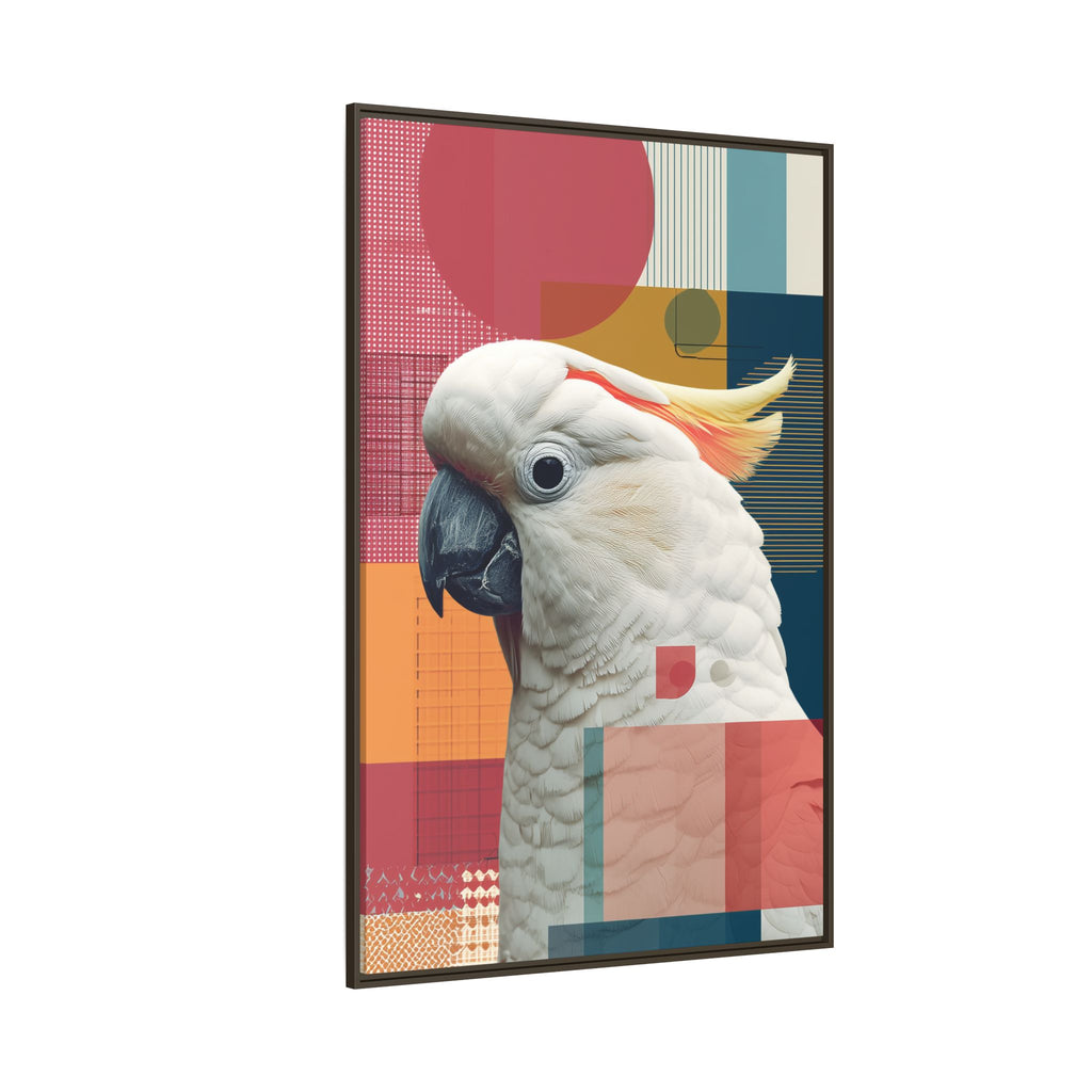 Framed Print, Cockatoo Abstract Geometric Wall Art, Matte Canvas, Colorful Bird Poster, Modern Home Decor, Tropical Animal Painting, Unique