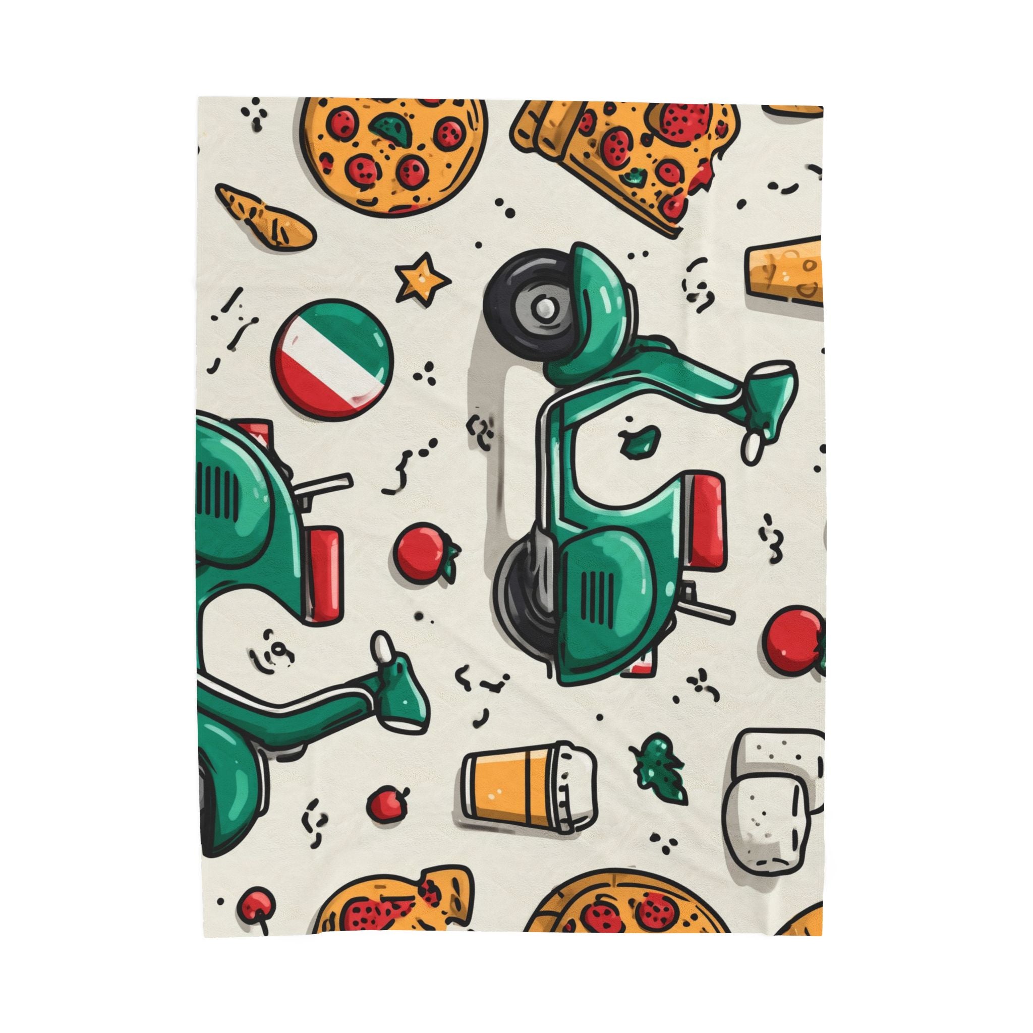 Plush Blanket Italian Vespa Doona Cover, Velveteen Bedspread Quilt, Cozy Bedroom Decor Gift, Home Textiles, Vintage Transportation Bedding