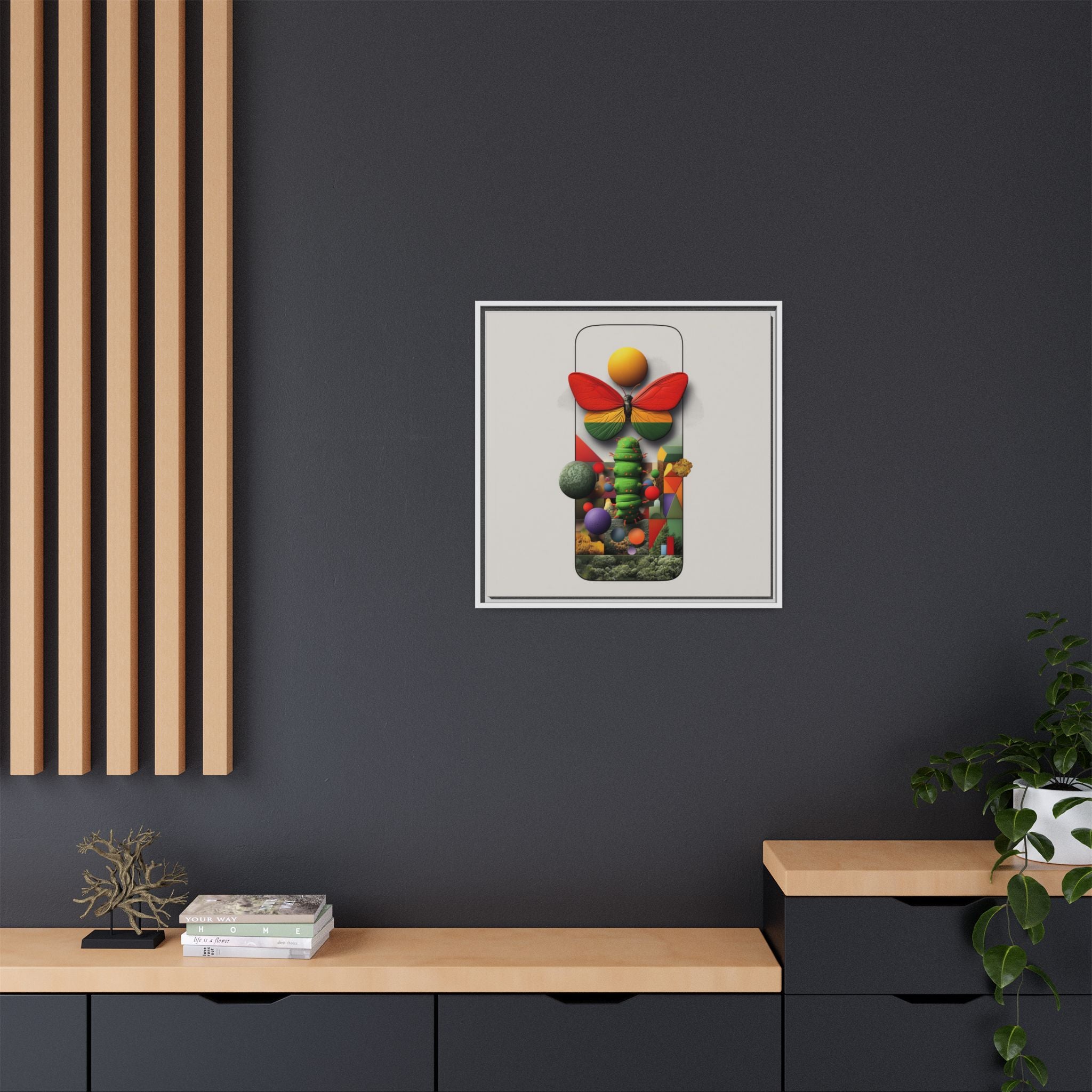 Metamorphosis Framed Print : Geometric Nature Transformation, Vibrant Butterfly Composition   |  Personalized & Custom Orders Available